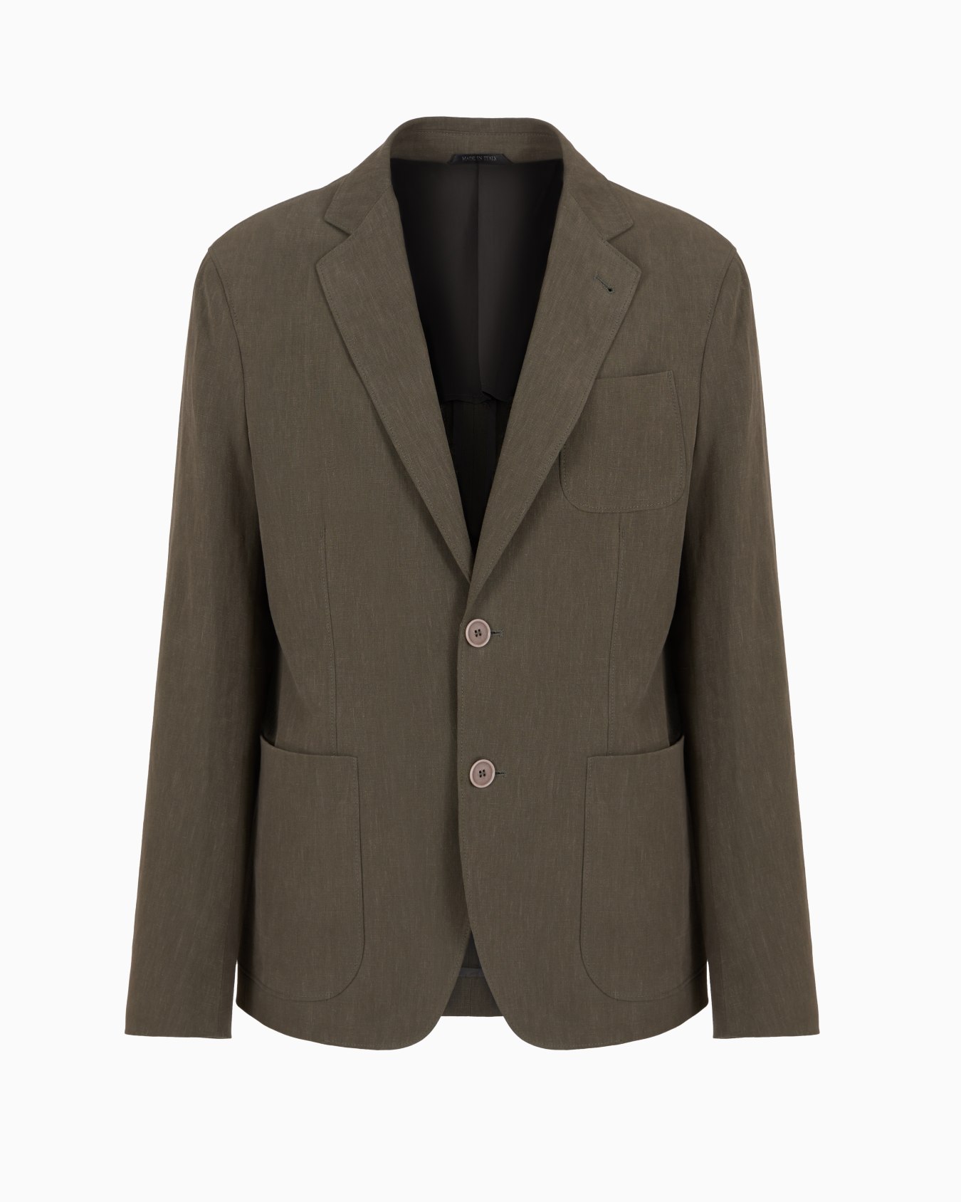 Upton line single-breasted jacket in pure linen canvas Slide 0