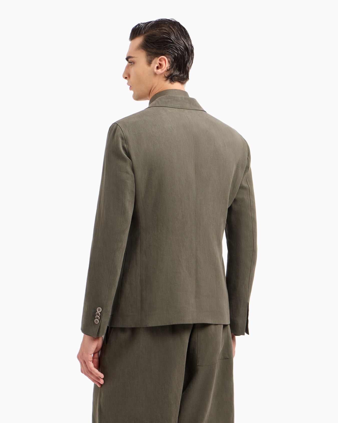 Upton line single-breasted jacket in pure linen canvas Slide 2