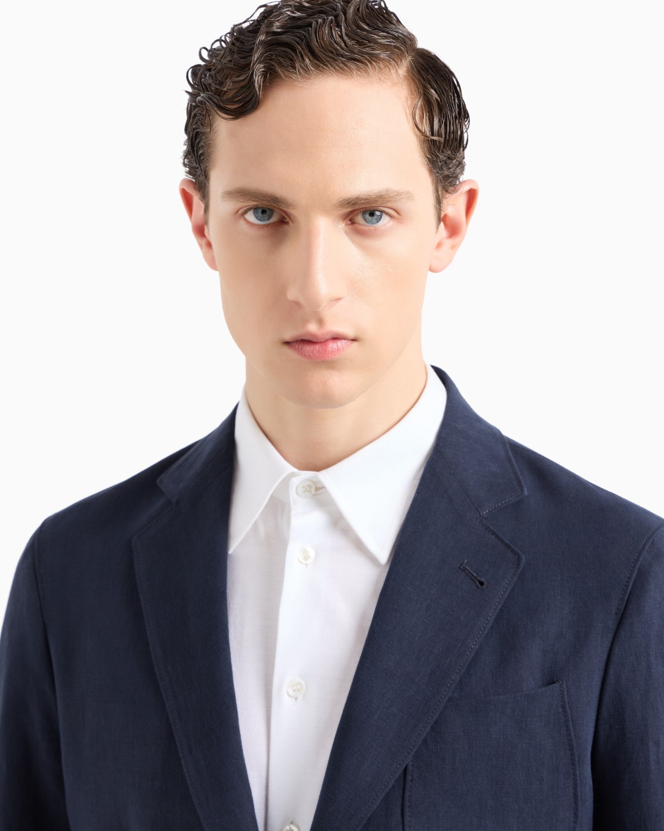 Upton line single-breasted jacket in pure linen canvas Slide 4