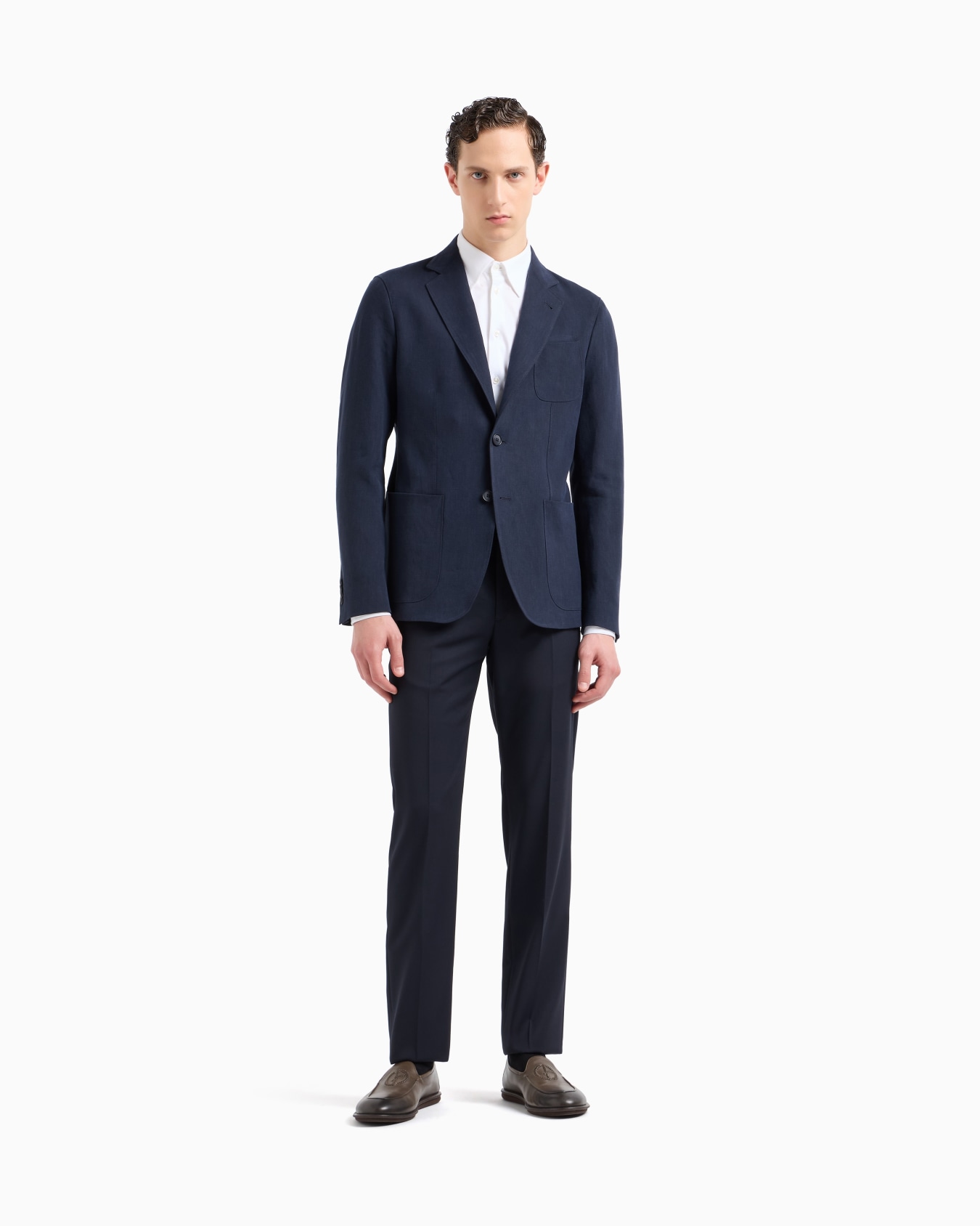 Veste à simple boutonnage gamme Upton en toile de pur lin Diapositive 1