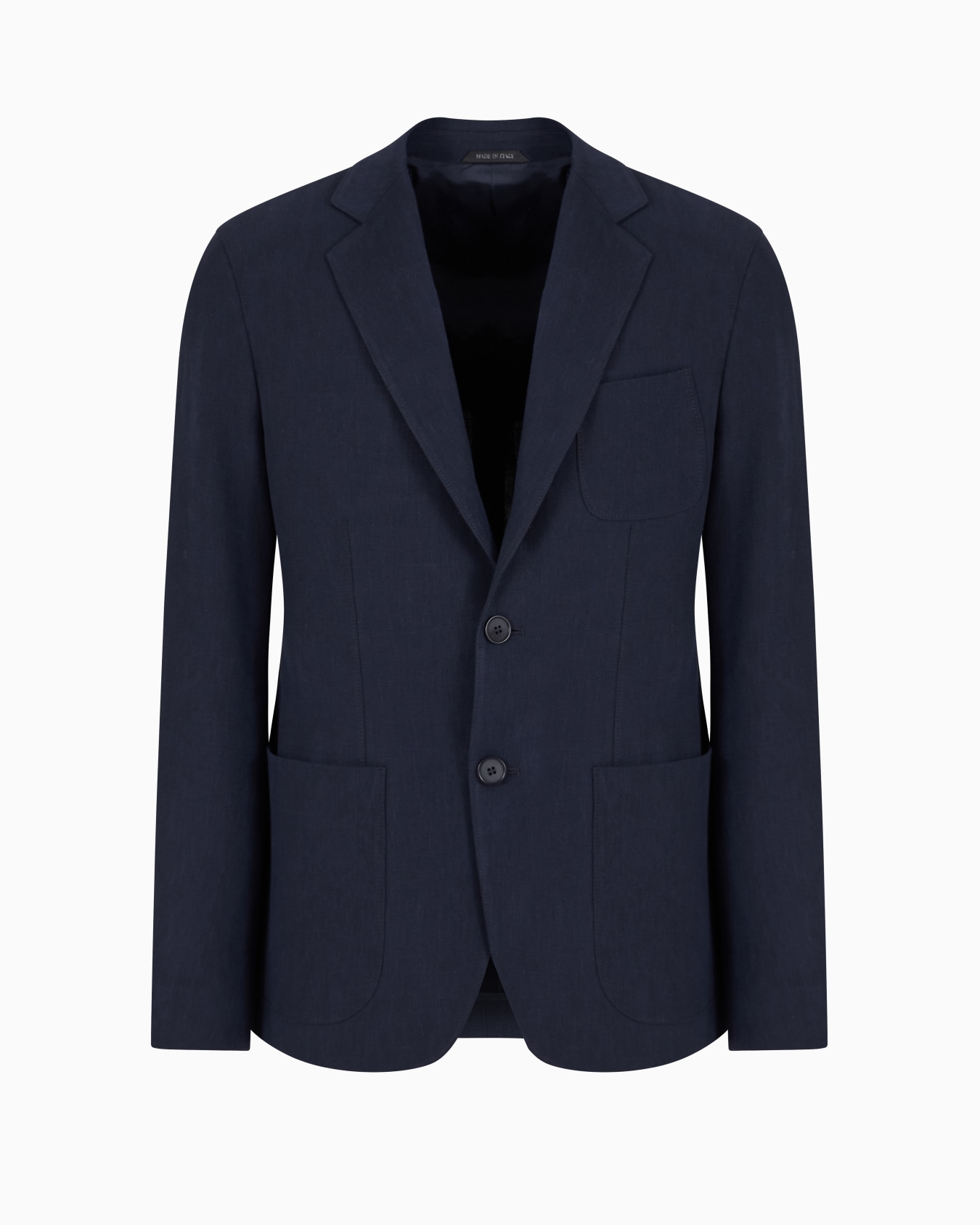 Upton line single-breasted jacket in pure linen canvas Slide 0