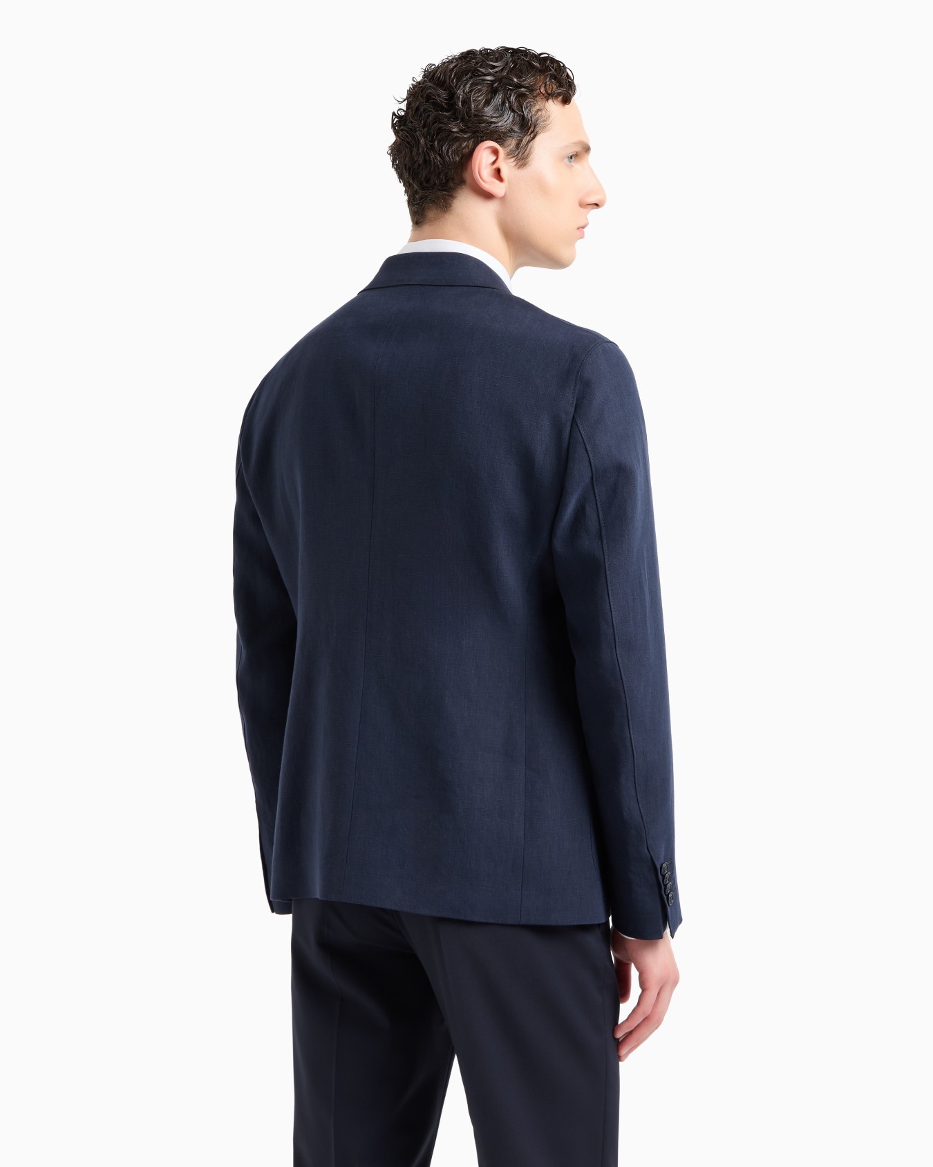 Upton line single-breasted jacket in pure linen canvas Slide 2