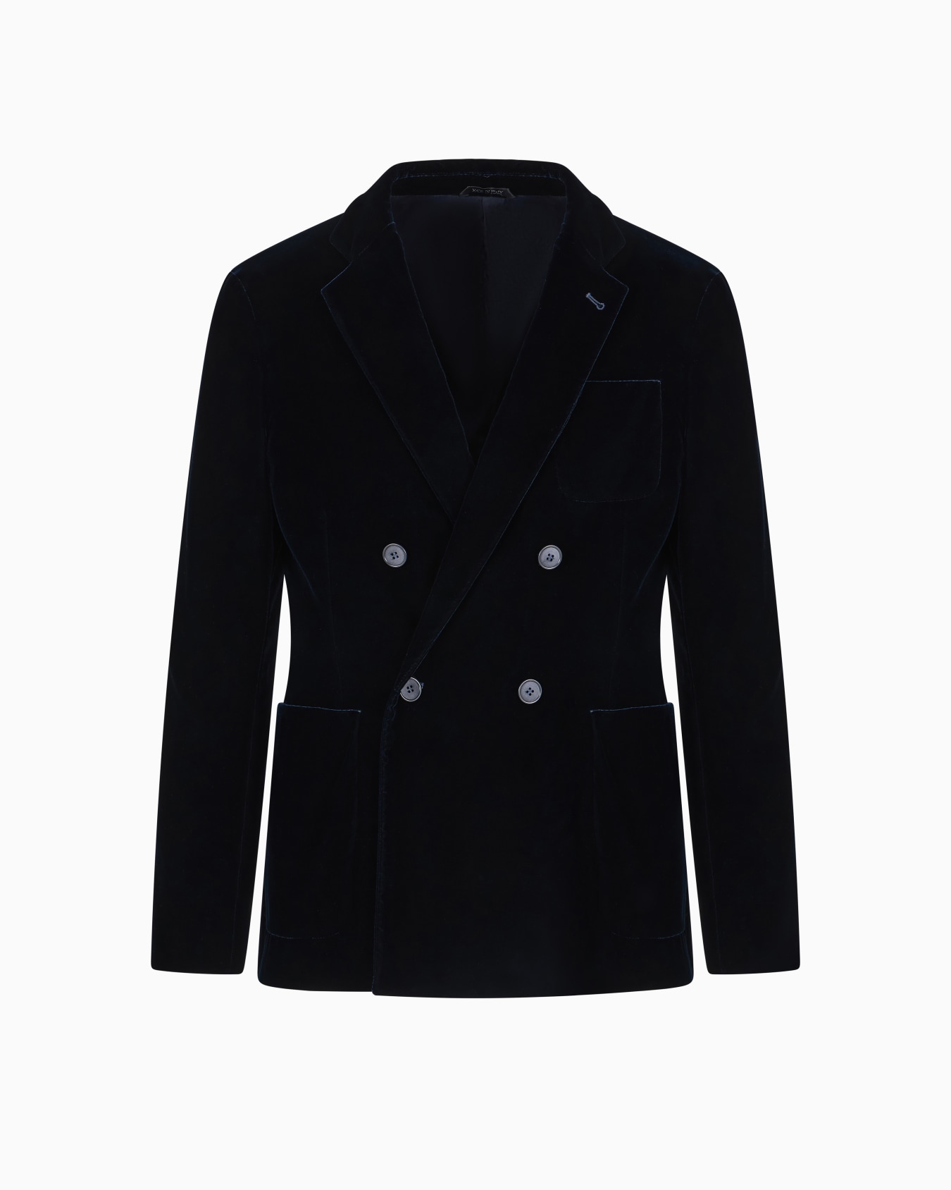 Double-breasted Upton jacket in stretch plain velvet Slide 0