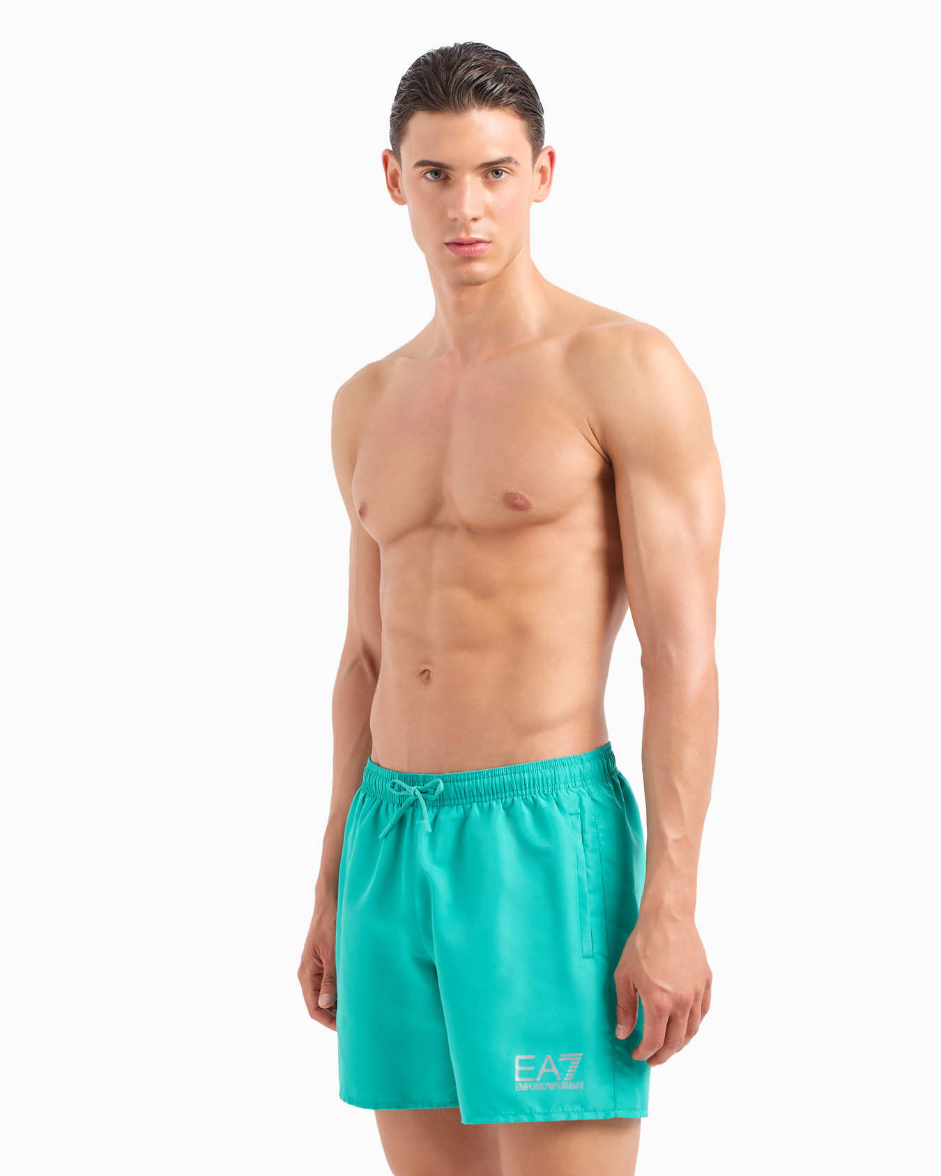 Swim trunks with logo Slide 1