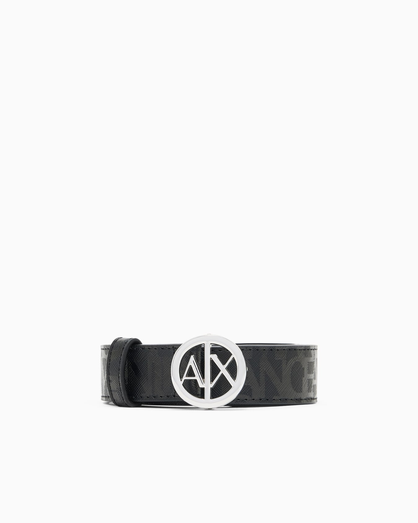 Eco-leather belt with round logo buckle Slide 0