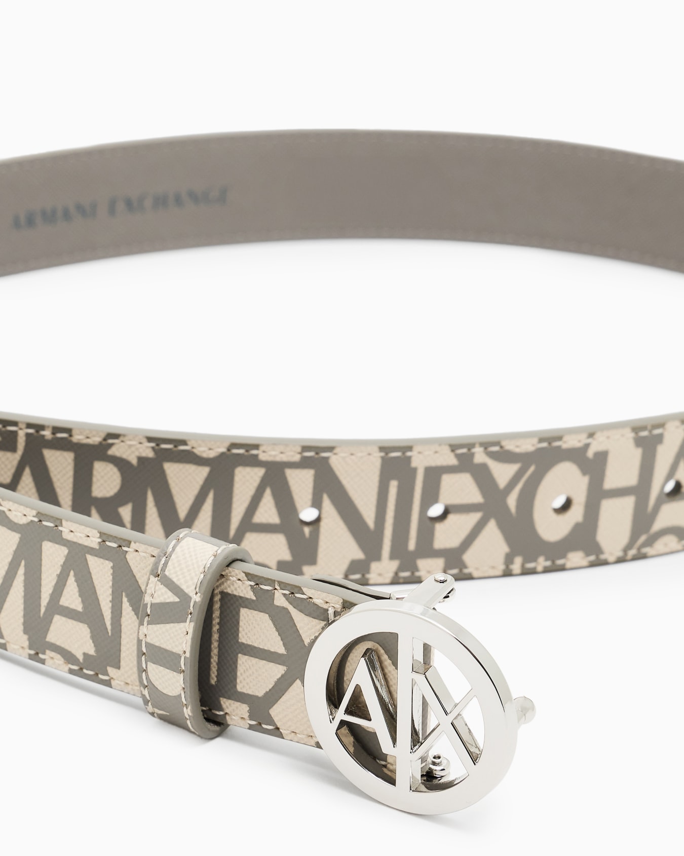 Eco-leather belt with round logo buckle Slide 1