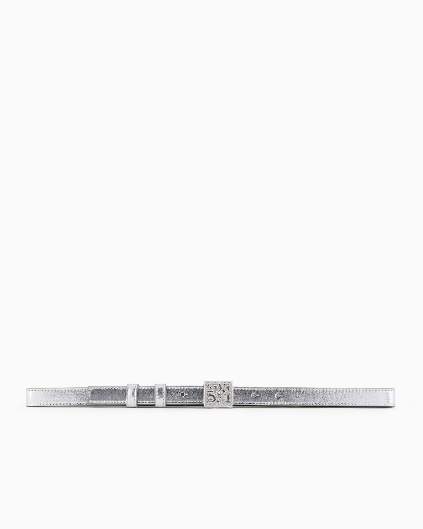Metallic effect belt with rhinestone logo Slide 2