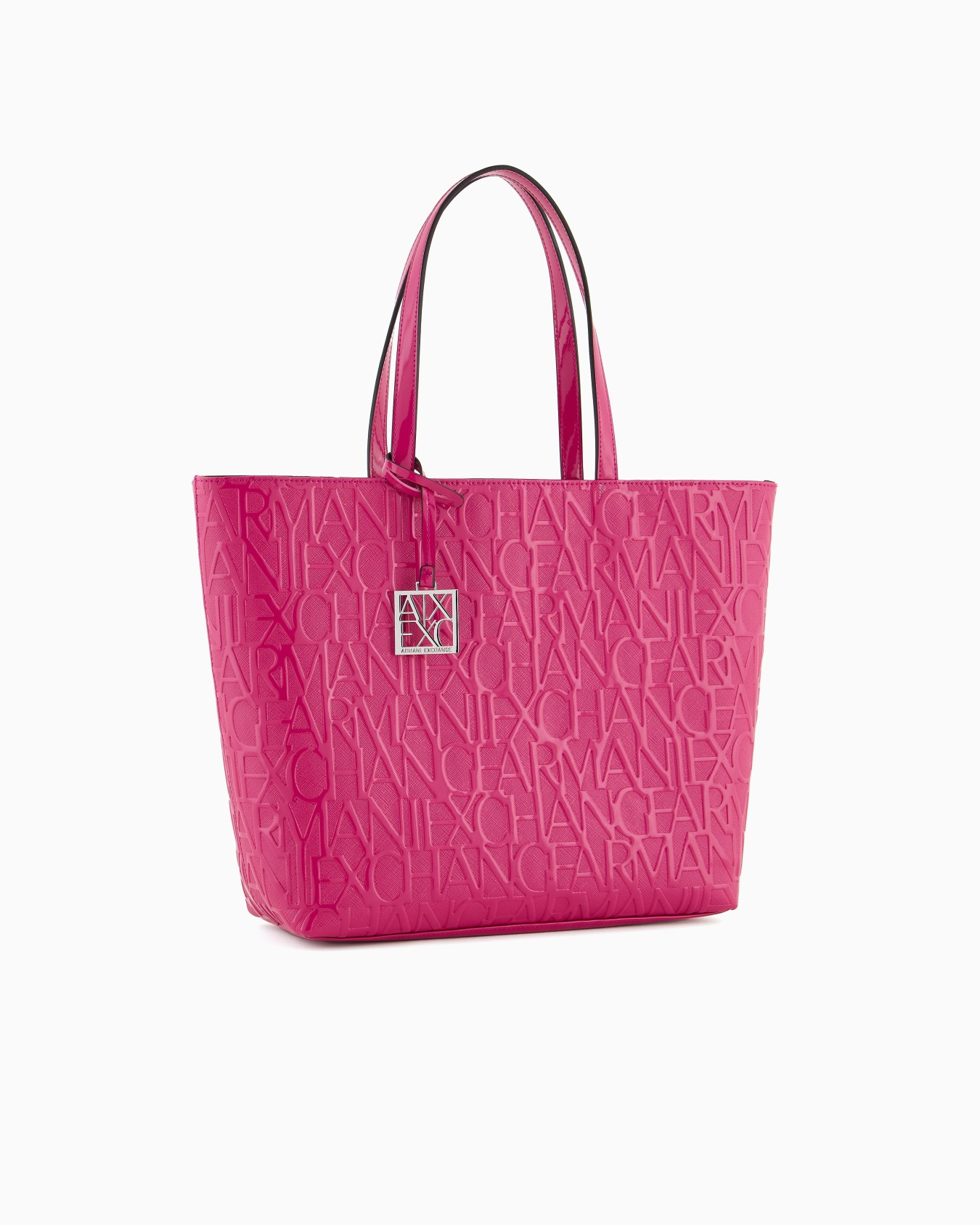 Shopper with zip and all-over embossed logo lettering Slide 1