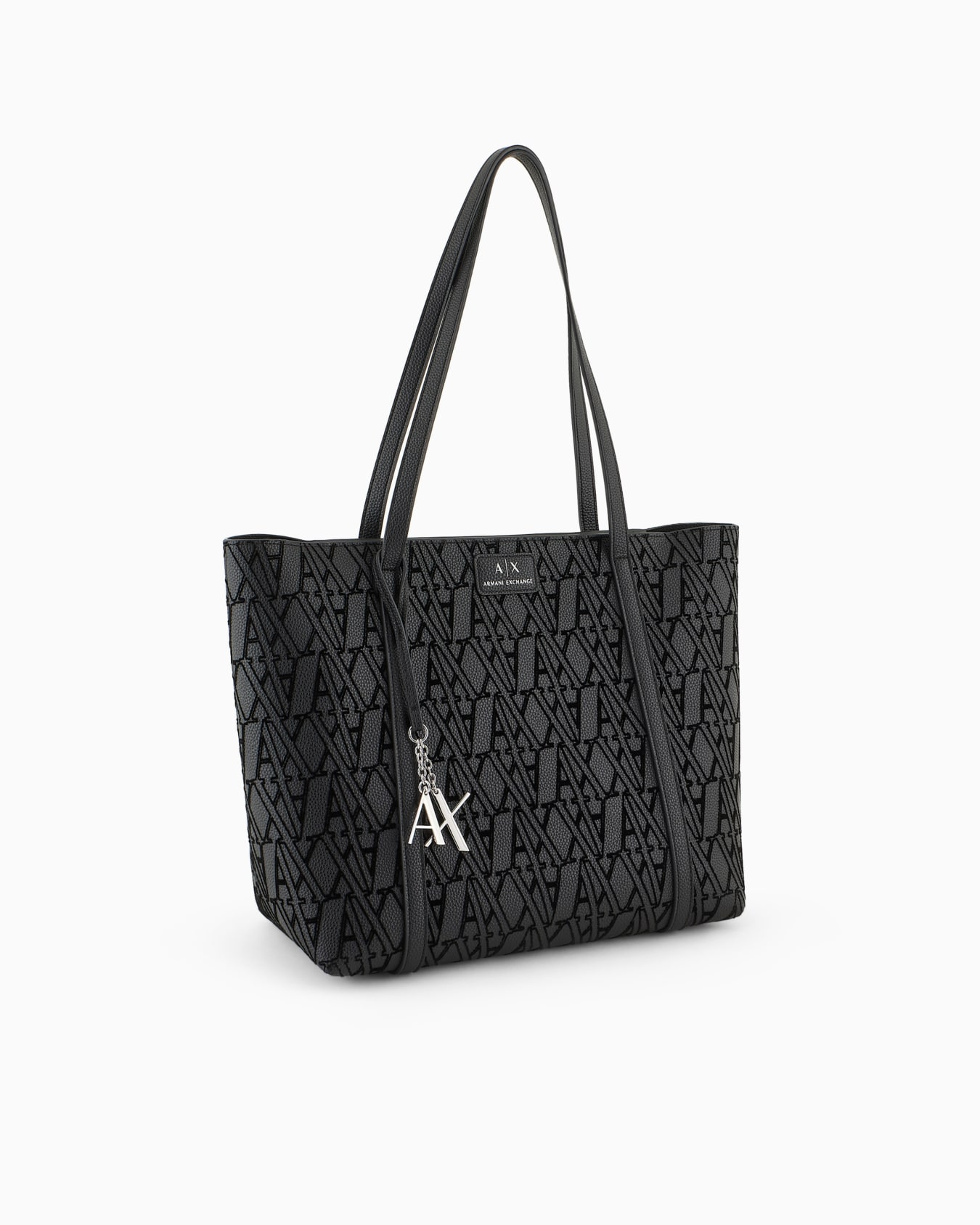 Shopper bag with flocked monogram and charm Slide 1