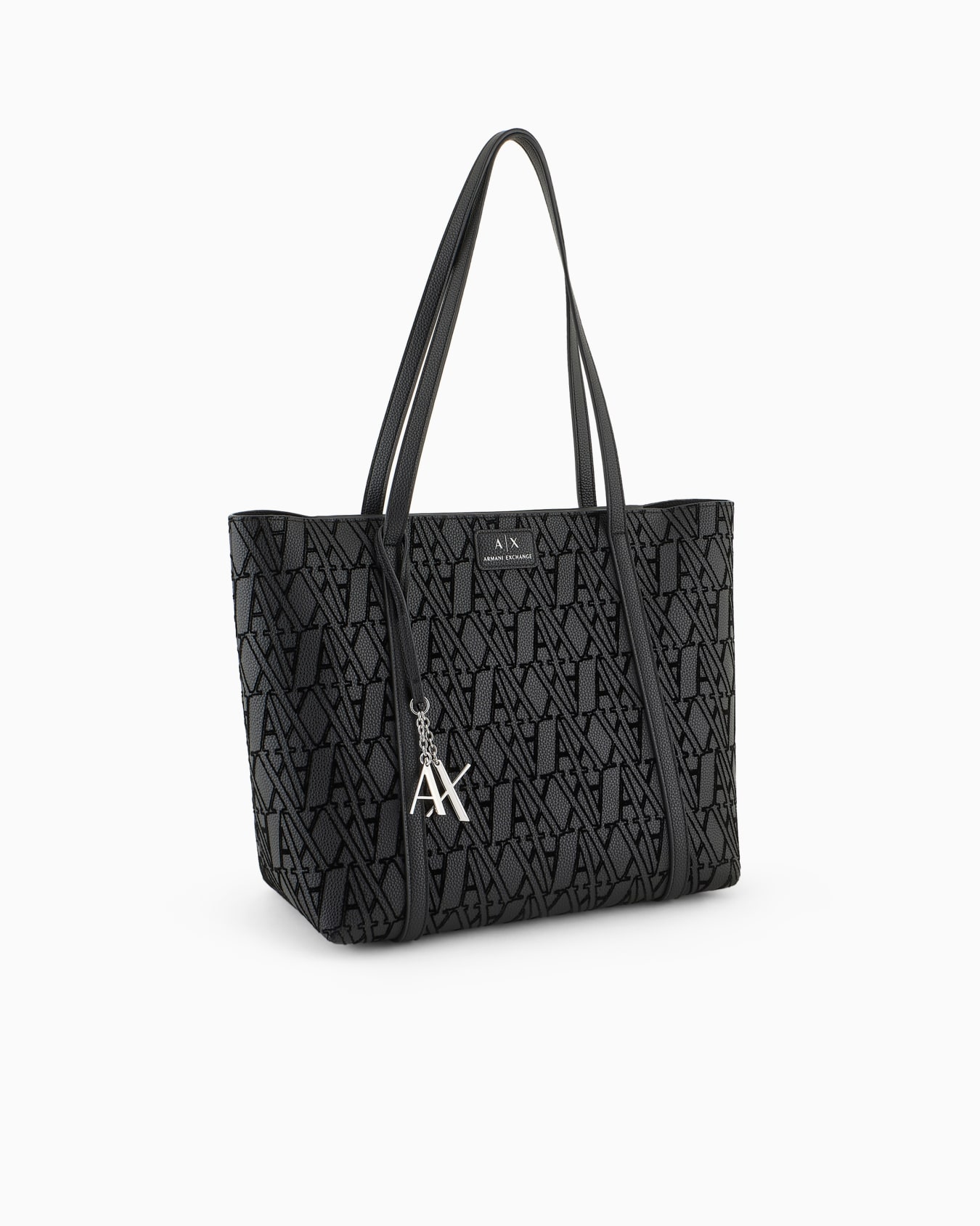Shopper bag with flocked monogram and charm Slide 1