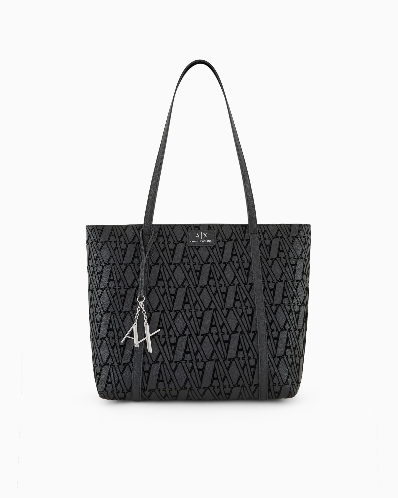 Shopper bag with flocked monogram and charm Slide 0