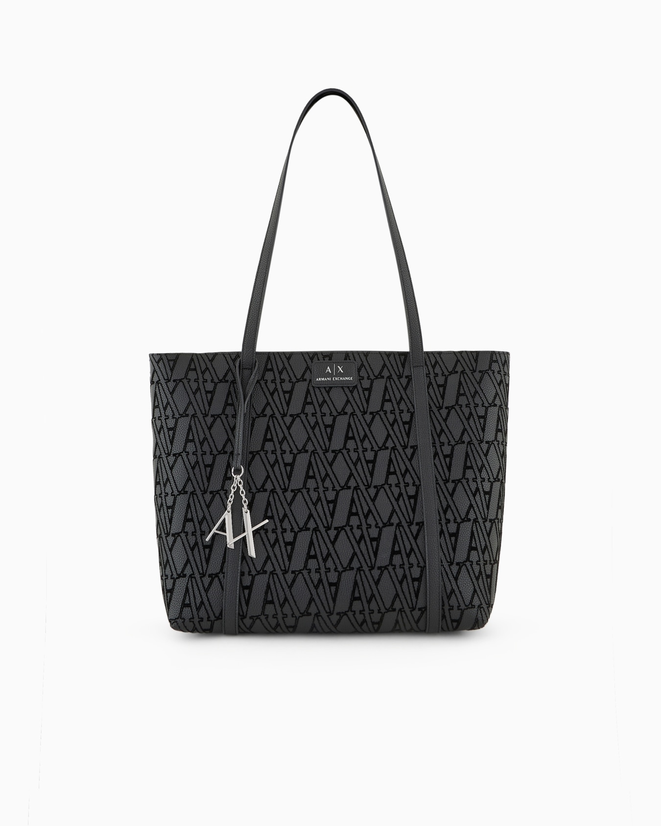 Shopper bag with flocked monogram and charm Slide 0