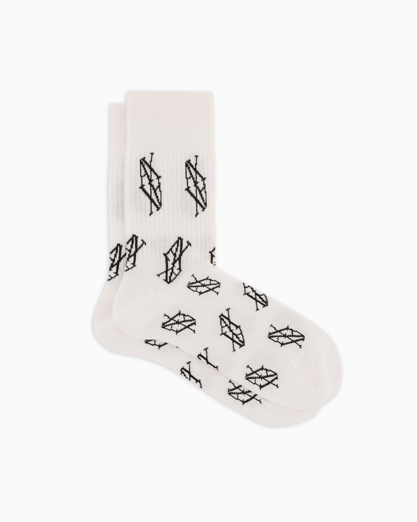 Ribbed cotton blend socks with monogram logo Slide 0
