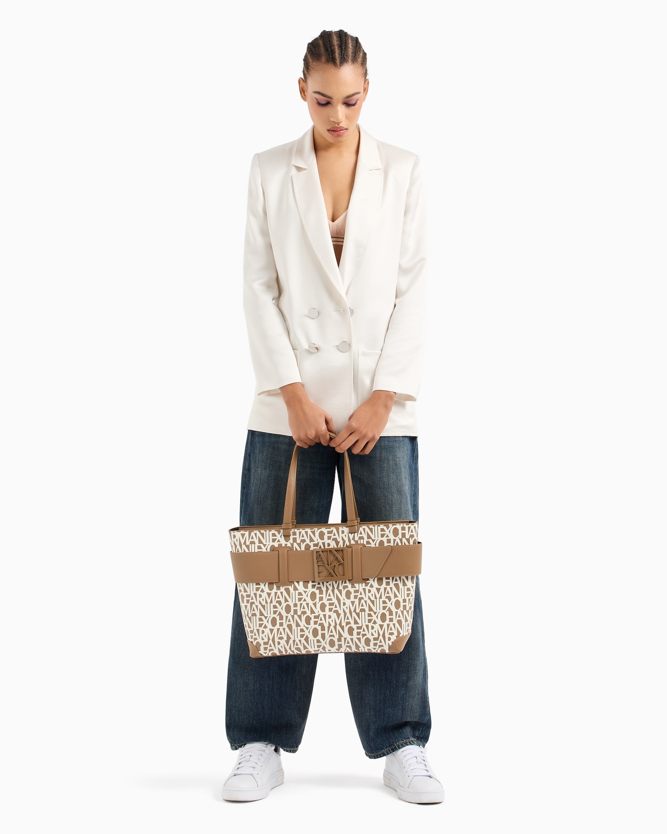 Shopper bag with allover contrasting logo Slide 5