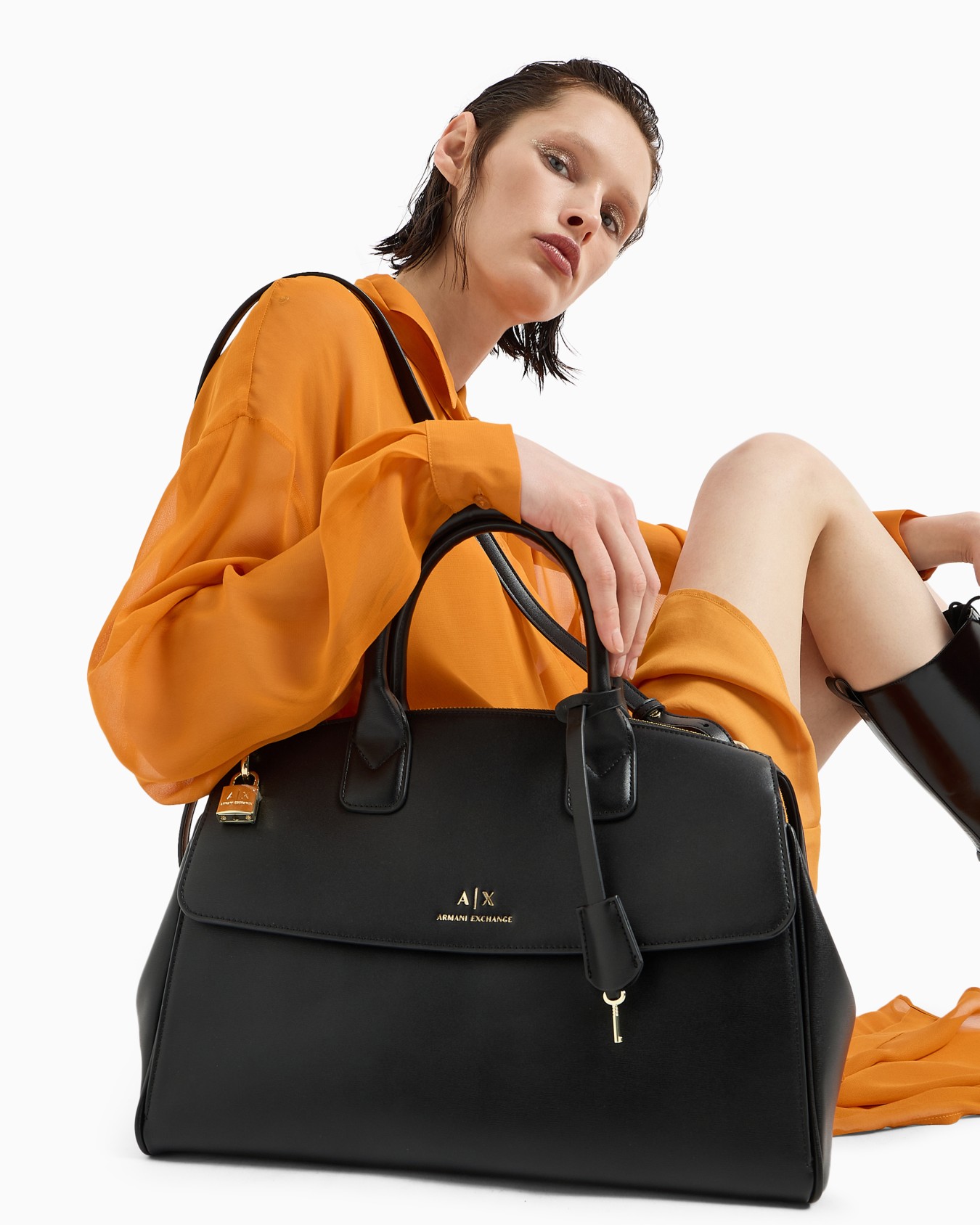 ASV Large Handbag with Padlock and Metal Details Slide 6