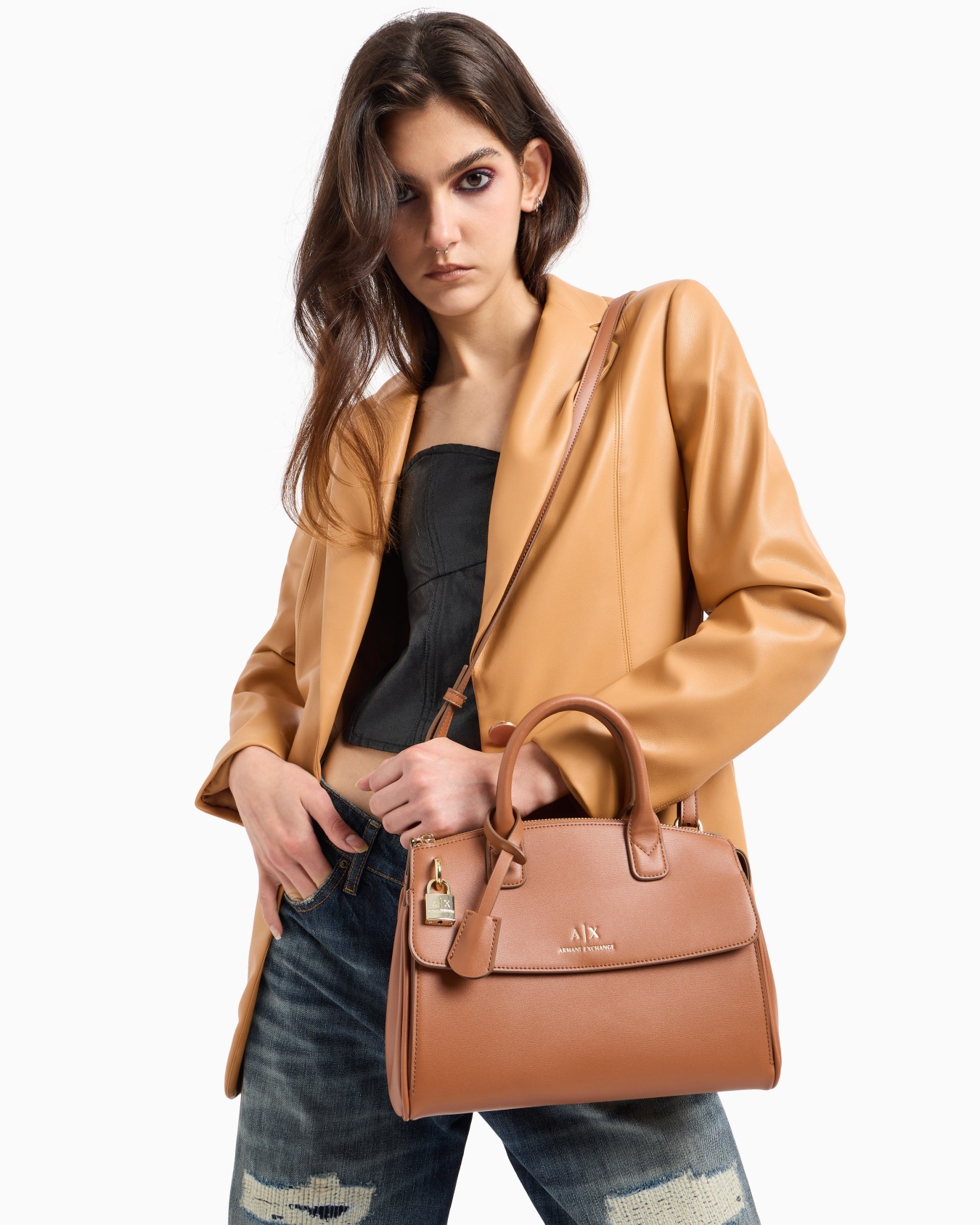 Borsa a mano bauletto con lucchetto e dettagli in metallo ASV Slide 6