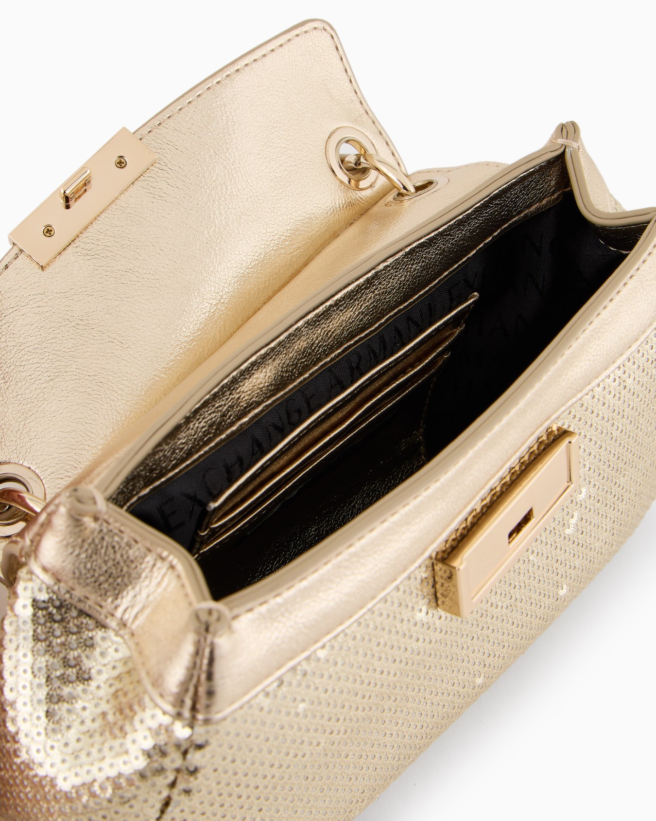 Bolso bandolera cubierto de lentejuelas con detalles metálicos Diapositiva 3