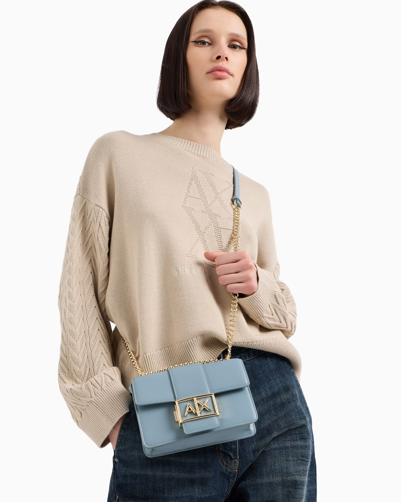 ASV Small Logo Shoulder Bag with Chain Strap Slide 5