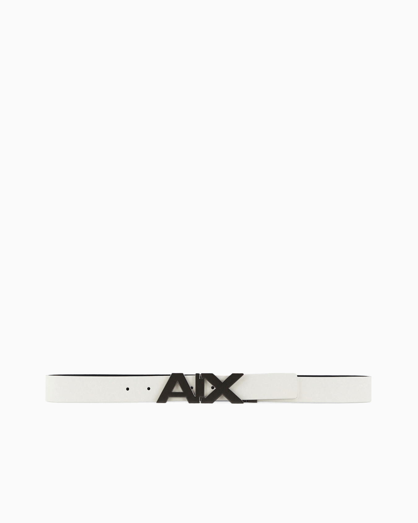 Reversible leather belt with satin metal logo buckle Slide 2