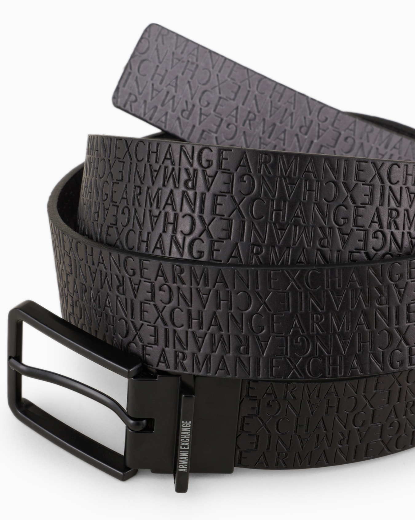 Reversible belt in solid color with allover logo Slide 1