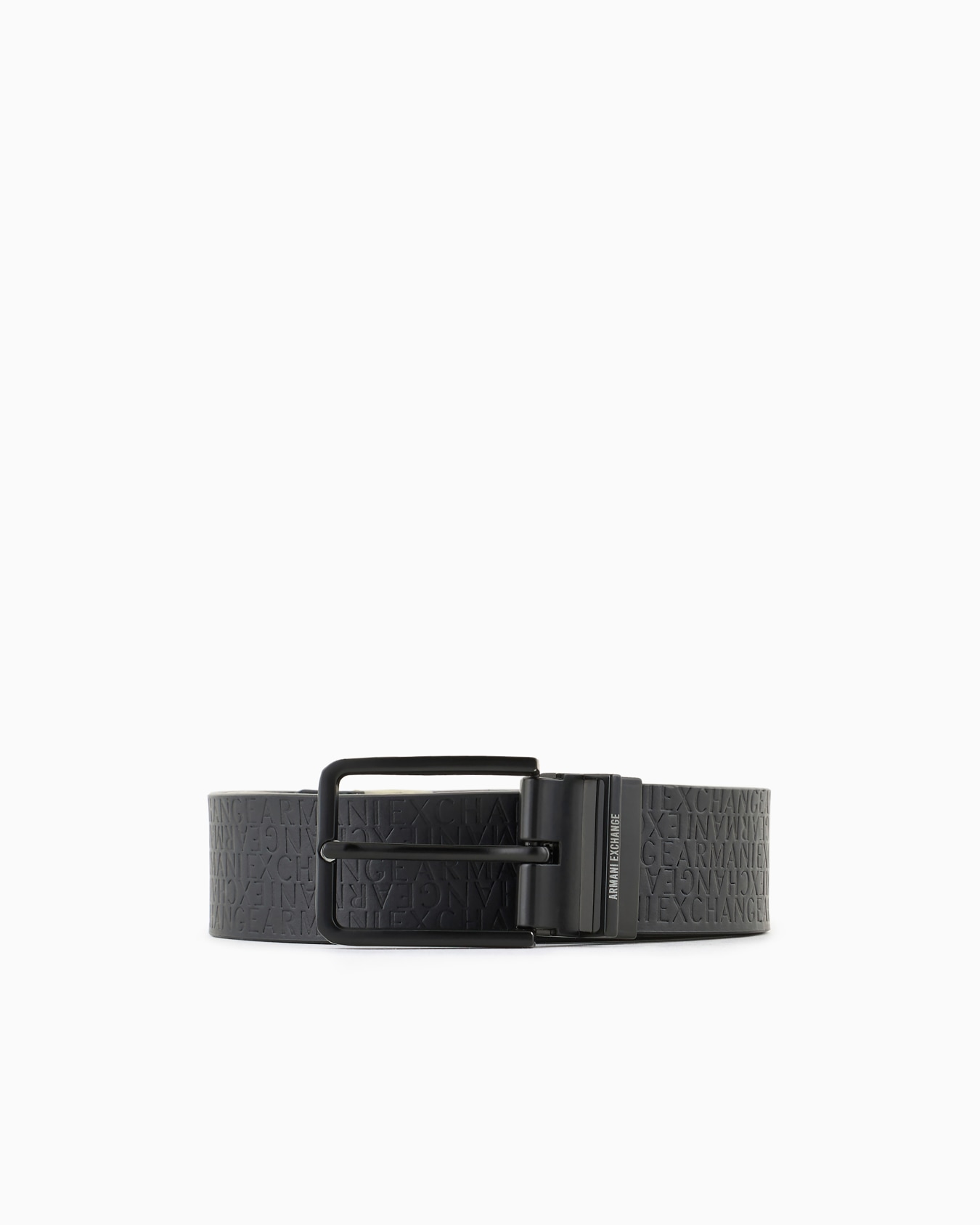 Reversible belt in solid color with allover logo Slide 0