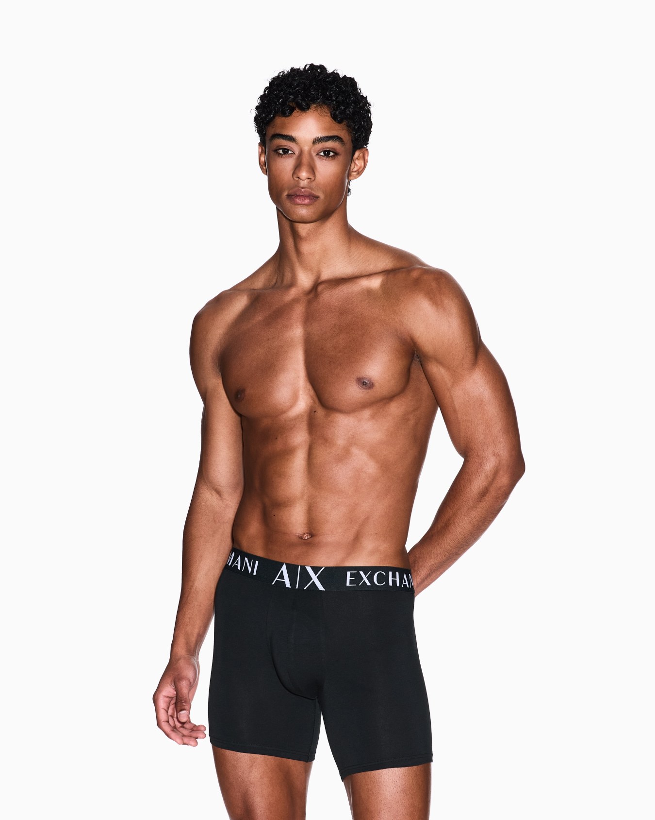 Boxer shorts in stretch fabric with maxi logo Slide 1