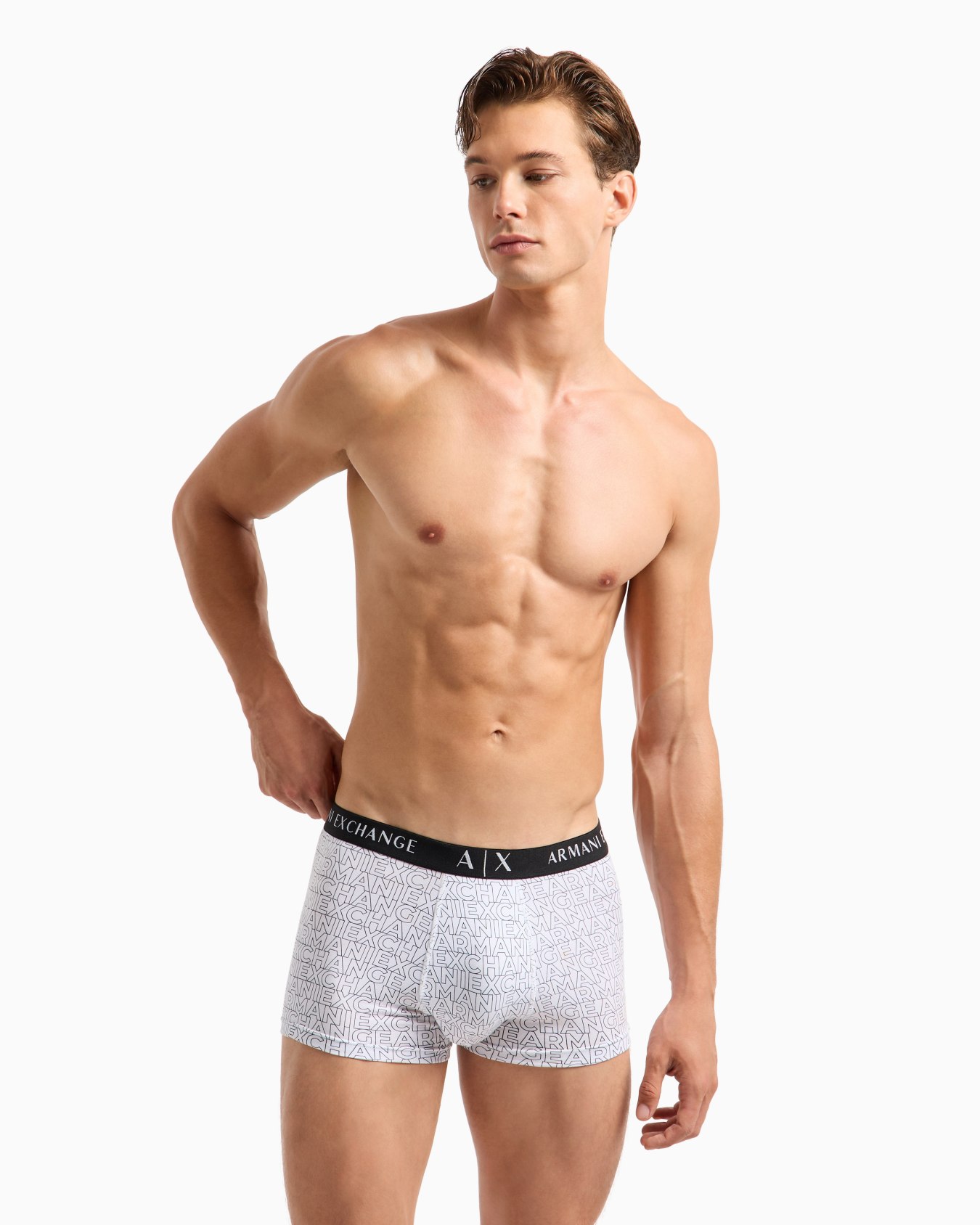 Stretch cotton boxer shorts with quilted logo Slide 1