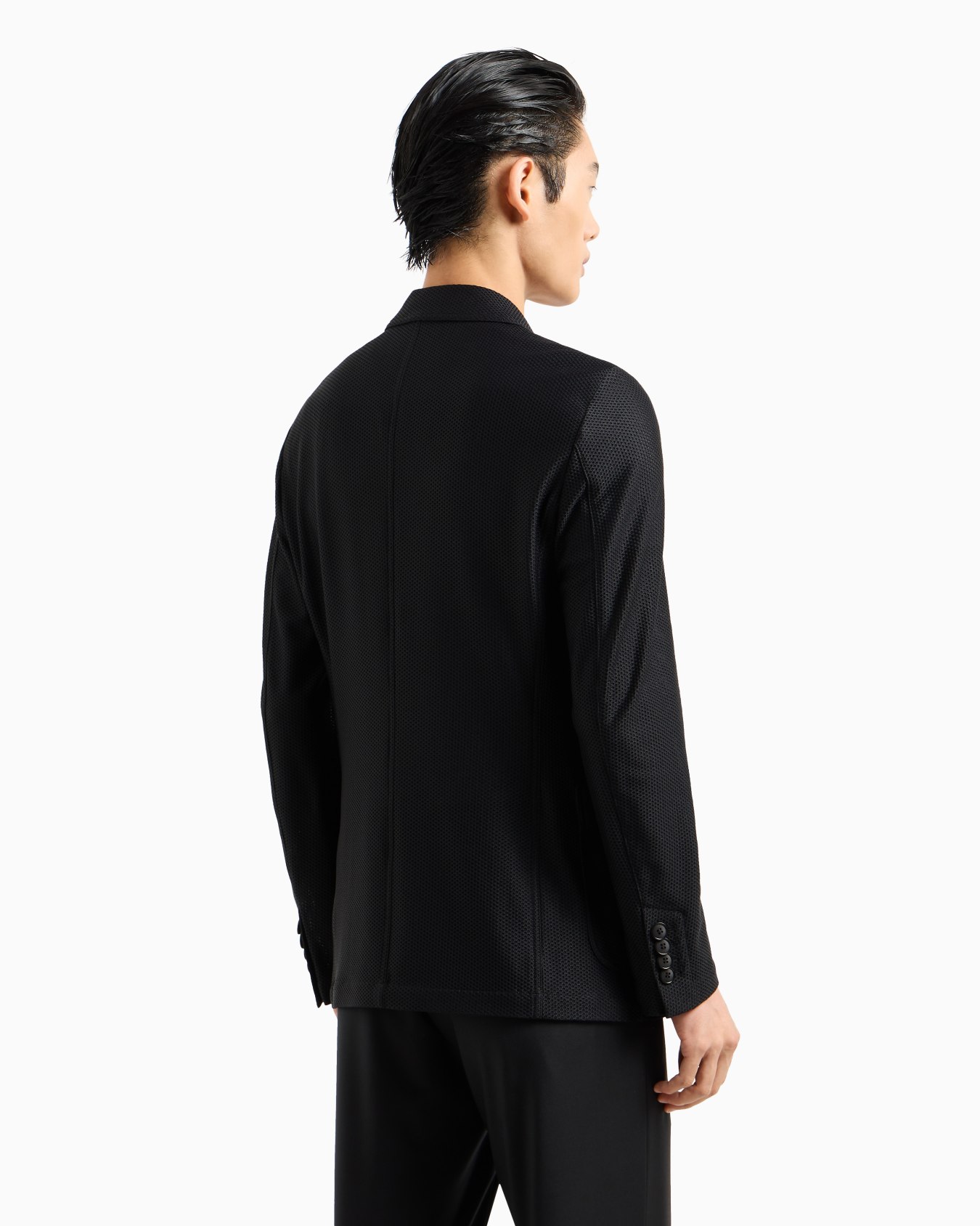 Icon single-breasted jacket in technical waffle fabric Slide 2