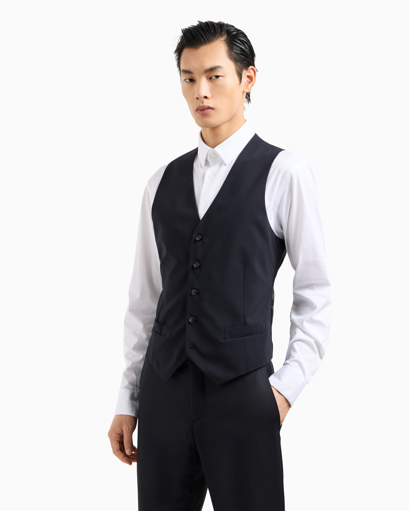 Single-breasted waistcoat in virgin wool Slide 3