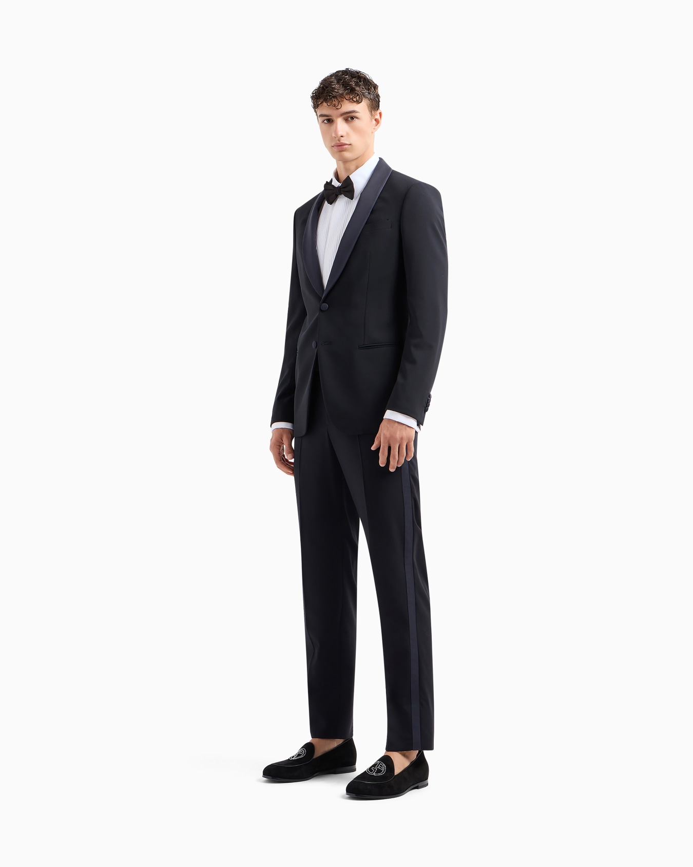 Pleated cotton tuxedo shirt Slide 1