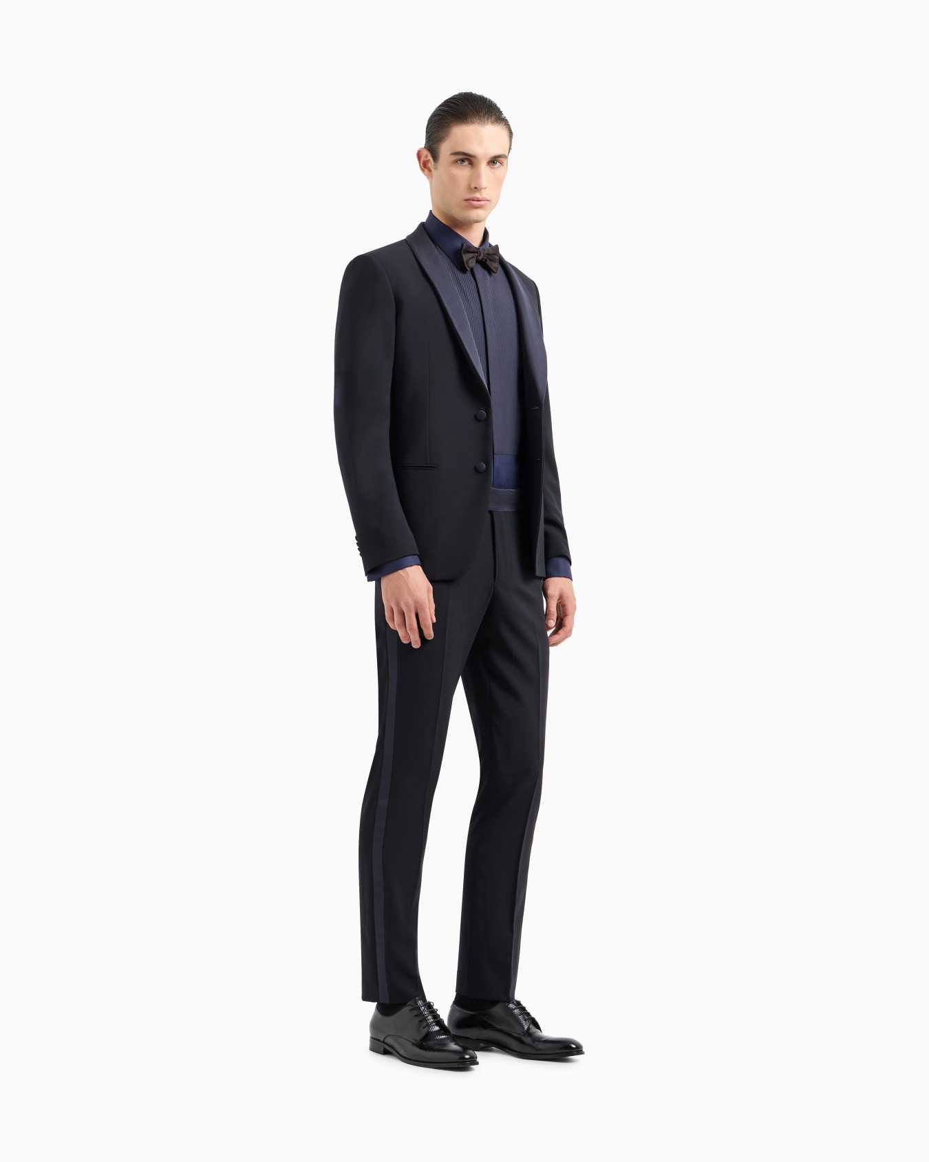 Pleated cotton tuxedo shirt Slide 1