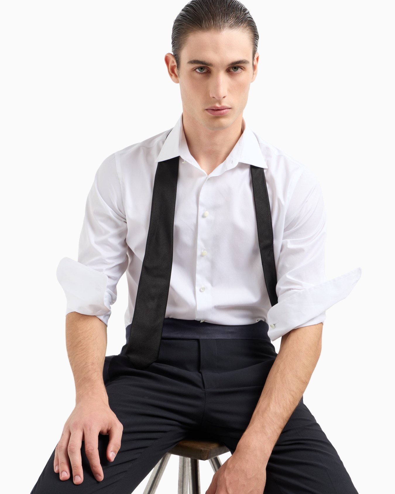 Camicia regular fit in cotone effetto shiny Slide 6