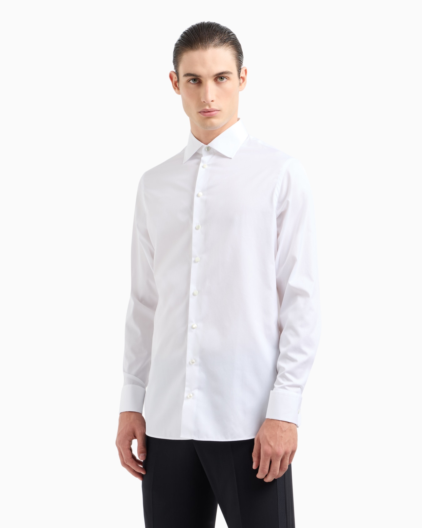 Camicia regular fit in cotone effetto shiny Slide 3