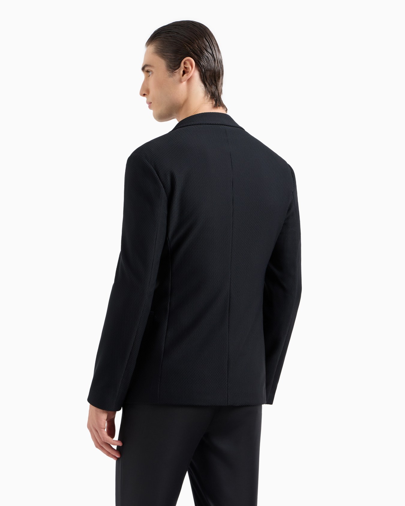 Single-breasted jacket in technical waffle fabric Slide 2