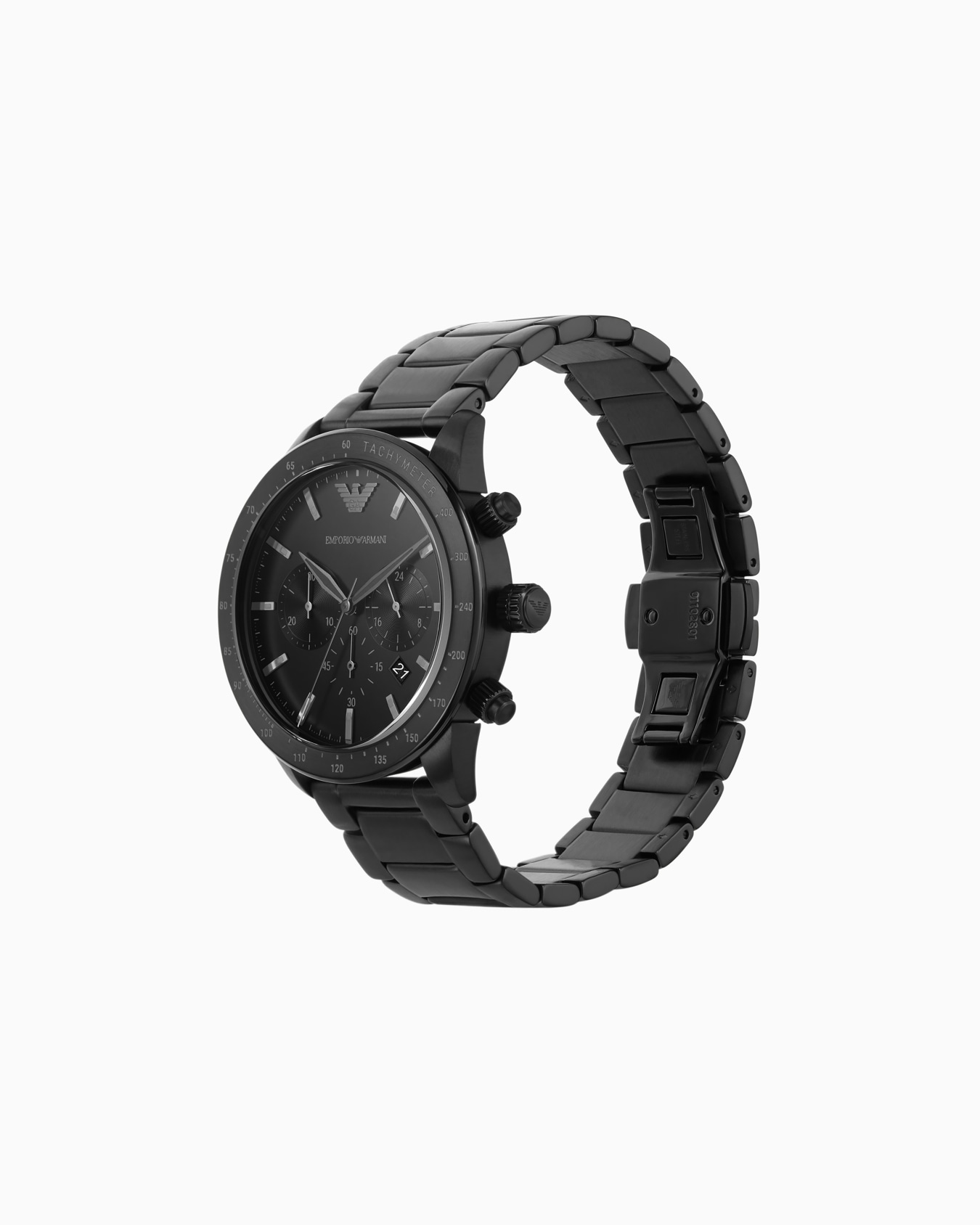Cronógrafo para hombre con pulsera de acero negro Diapositiva 1