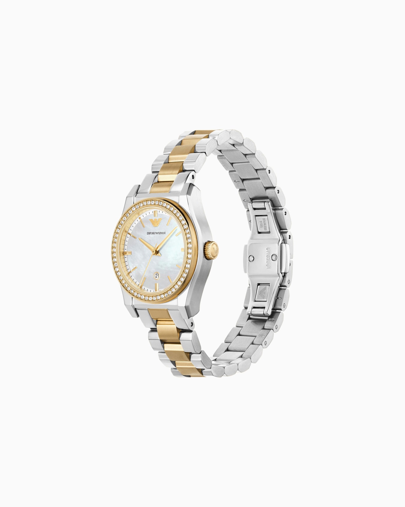  Montre à trois aiguilles avec date en acier inoxydable bicolore Diapositive 1