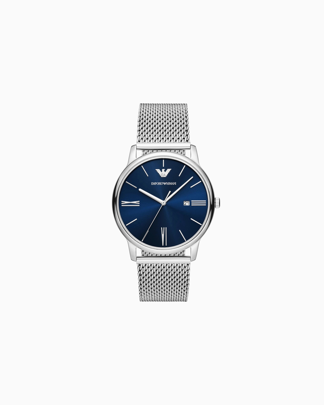  Three-Hand Date Stainless Steel Mesh Watch Slide 0