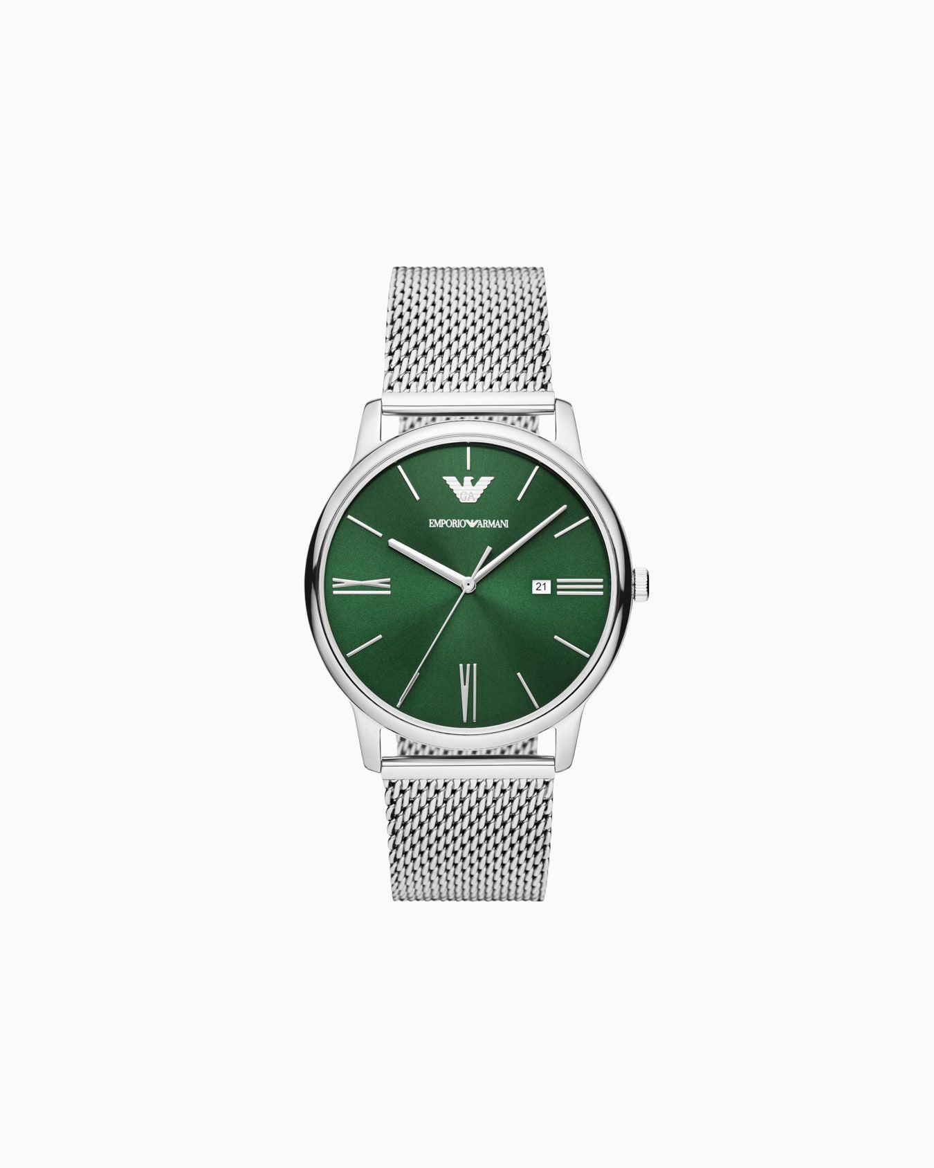  Reloj de malla de acero inoxidable de tres manecillas con fecha Diapositiva 0