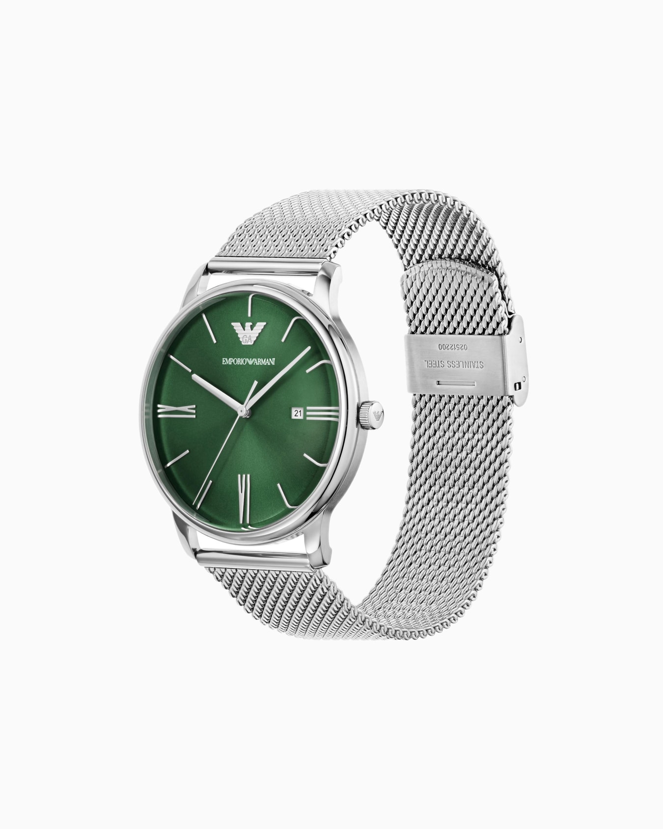  Reloj de malla de acero inoxidable de tres manecillas con fecha Diapositiva 1