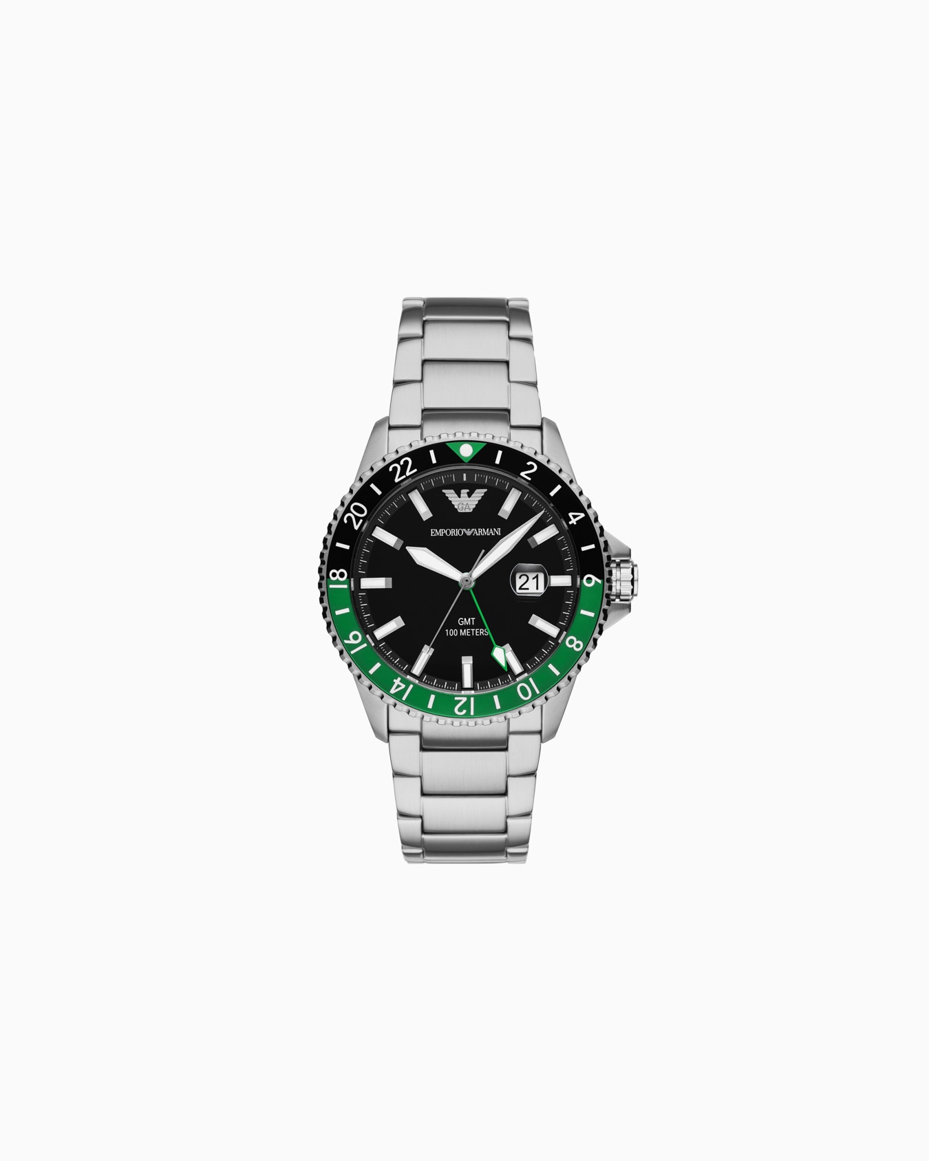 Reloj GMT Dual Time de acero inoxidable Diapositiva 0