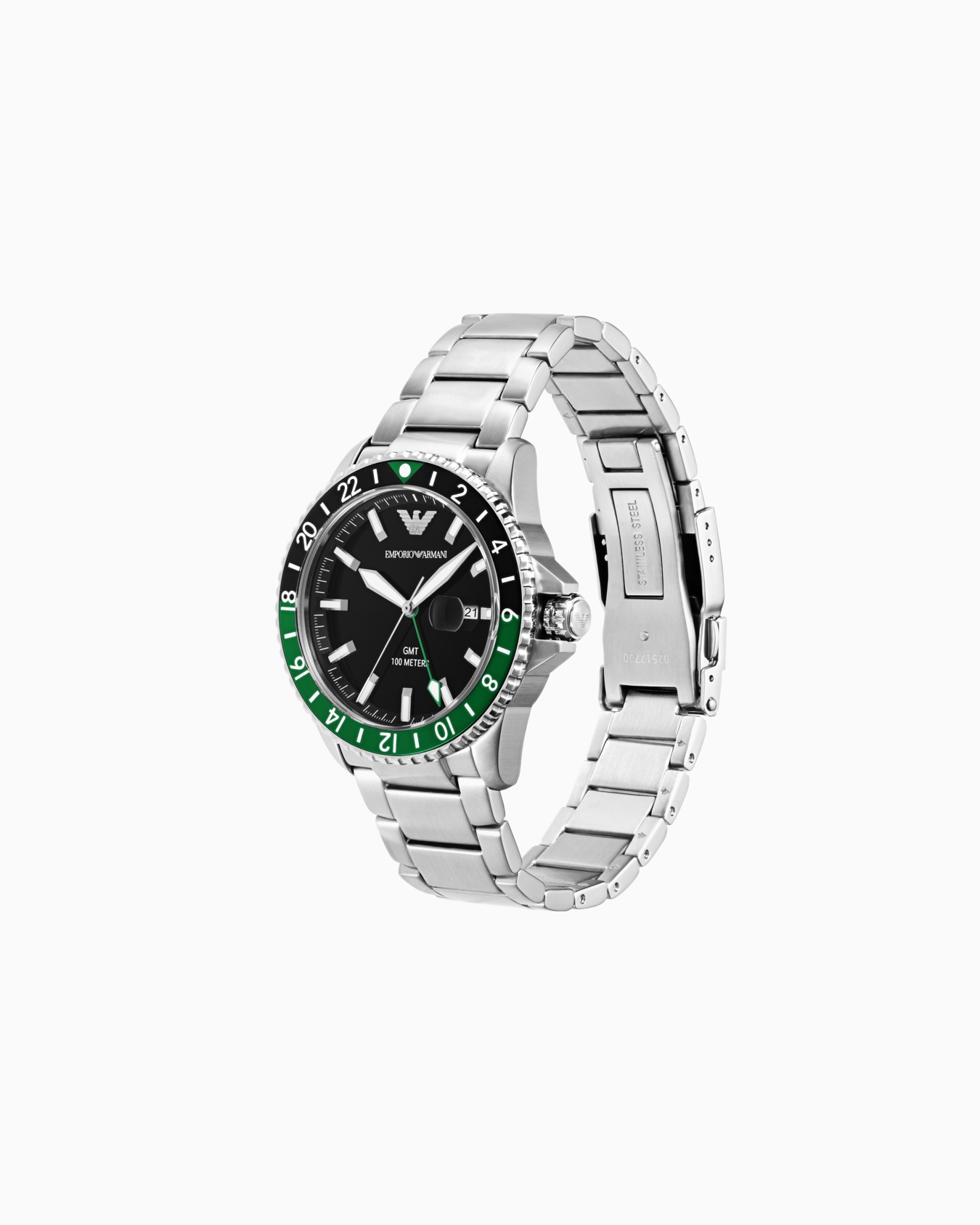 Reloj GMT Dual Time de acero inoxidable Diapositiva 1
