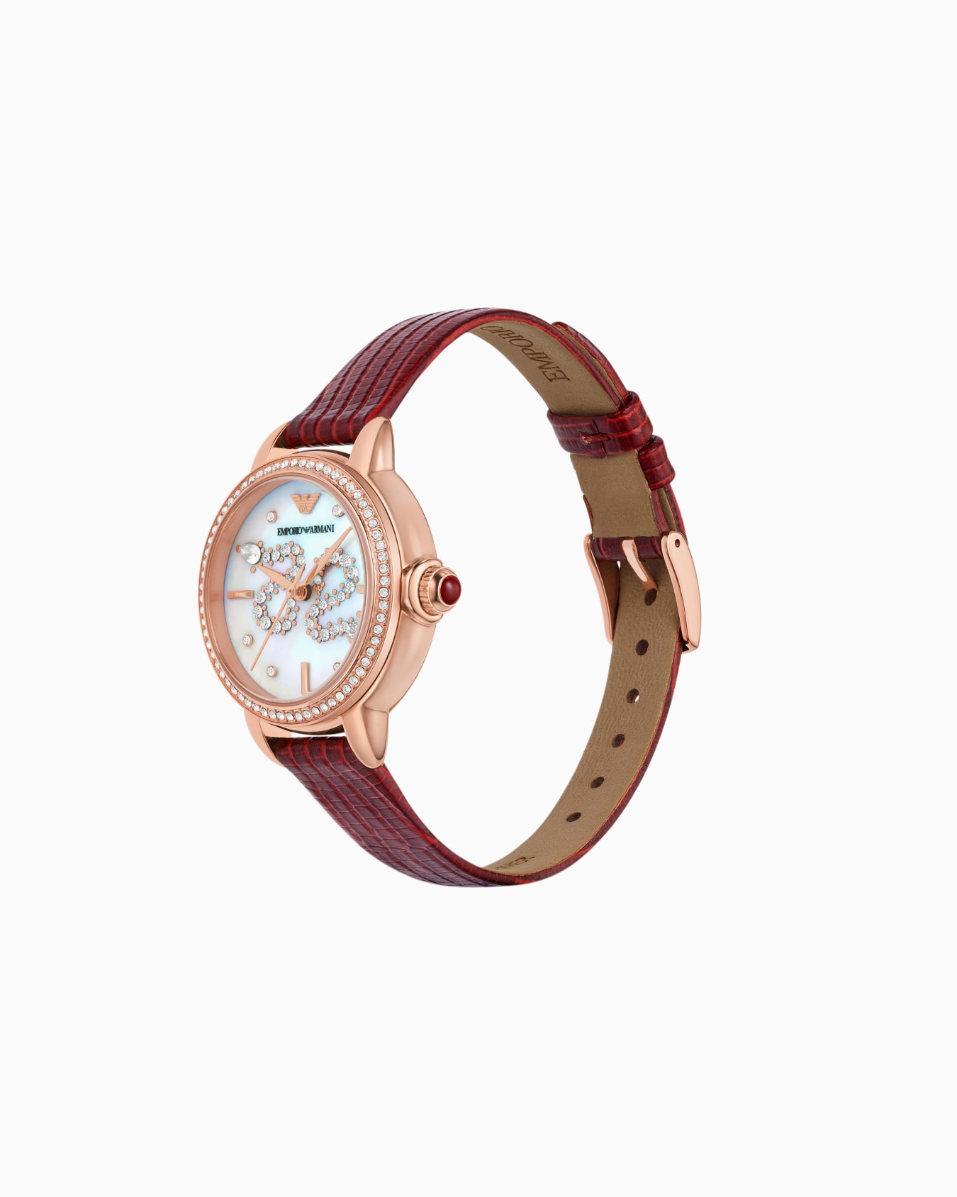  Three-Hand Red Leather Watch Slide 1