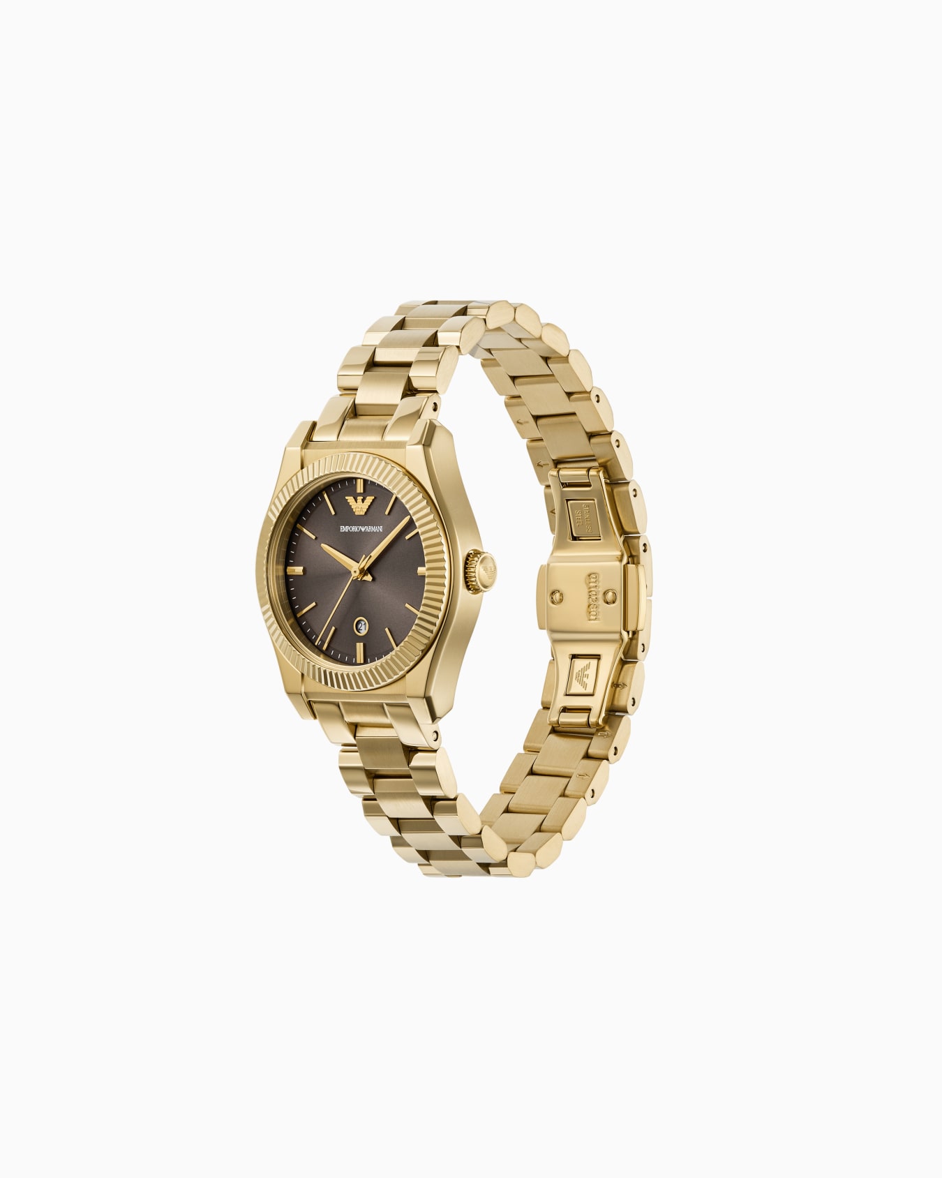 Orologio a tre lancette in acciaio inossidabile color oro Slide 1
