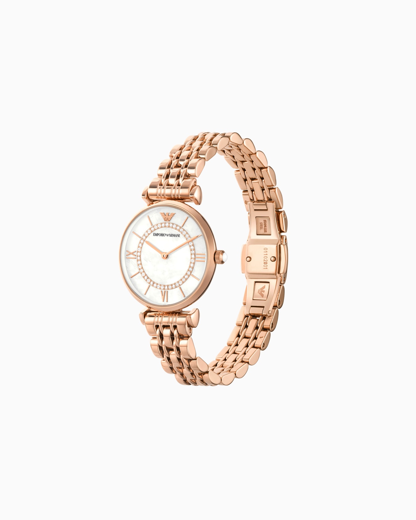 Montre pour femme à deux aiguilles avec bracelet en acier couleur or rose Diapositive 2