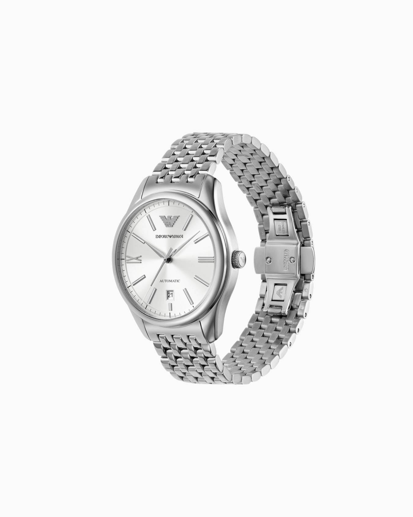Montre automatique à trois aiguilles et date en acier inoxydable Diapositive 1