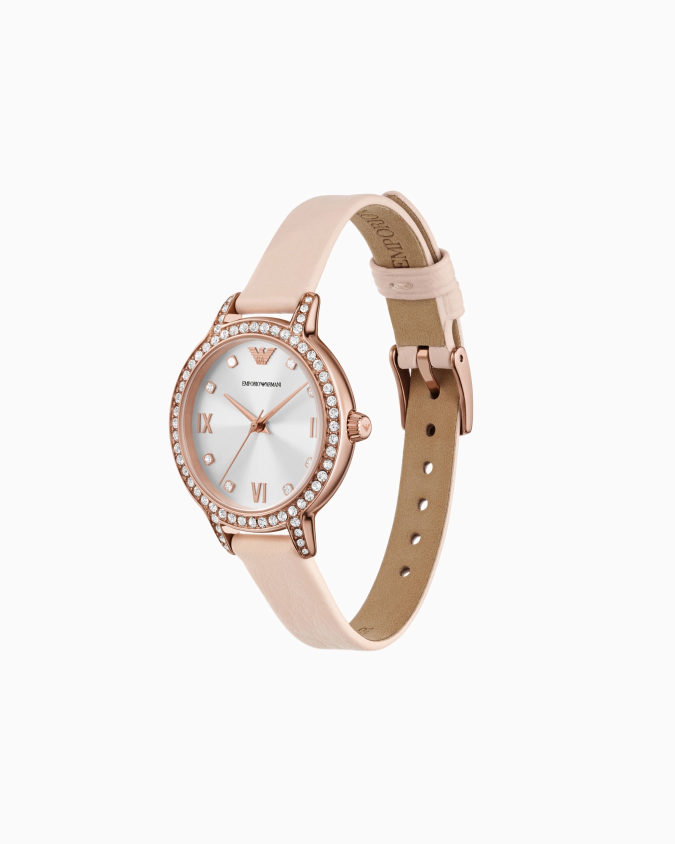 Three-Hand Pink Leather Watch and Bracelet Set Slide 1