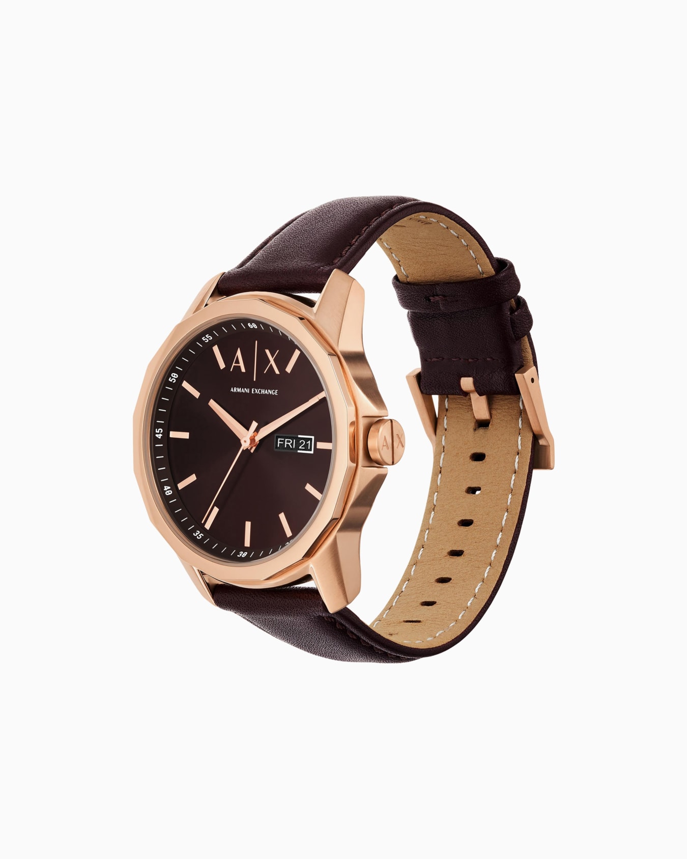 Three-hand watch with leather strap Slide 1