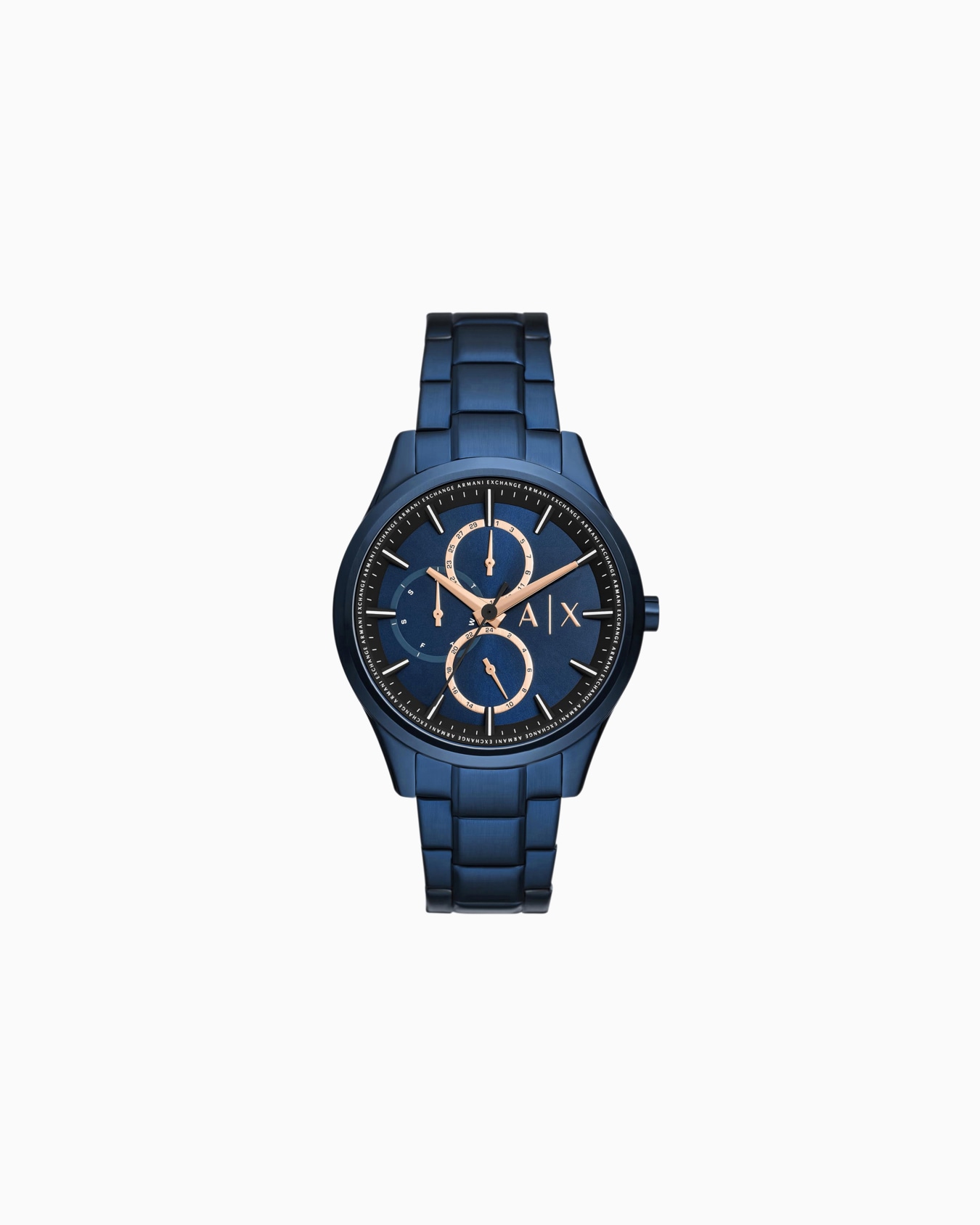 Multifunction watch in blue stainless steel Slide 0