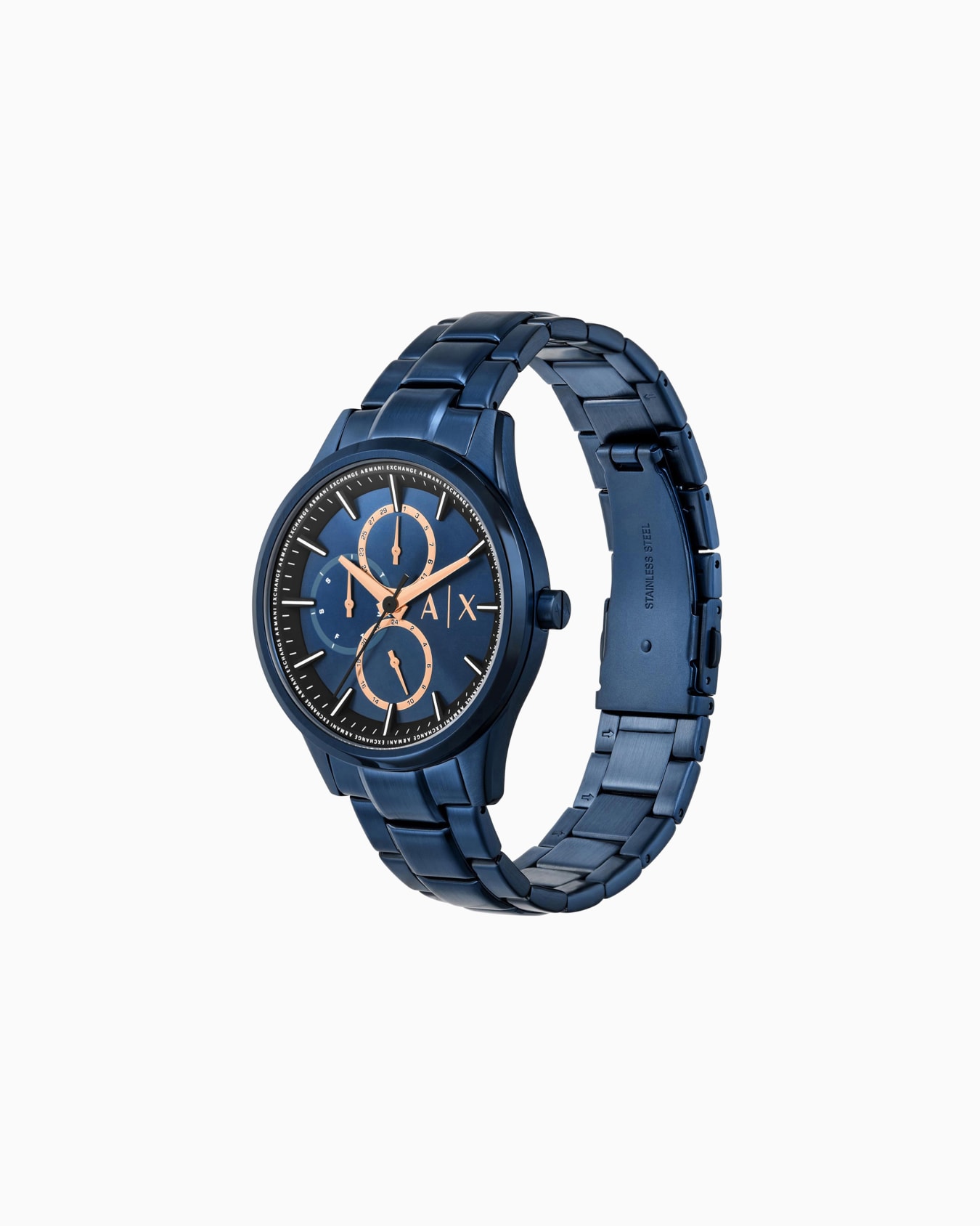 Multifunction watch in blue stainless steel Slide 2