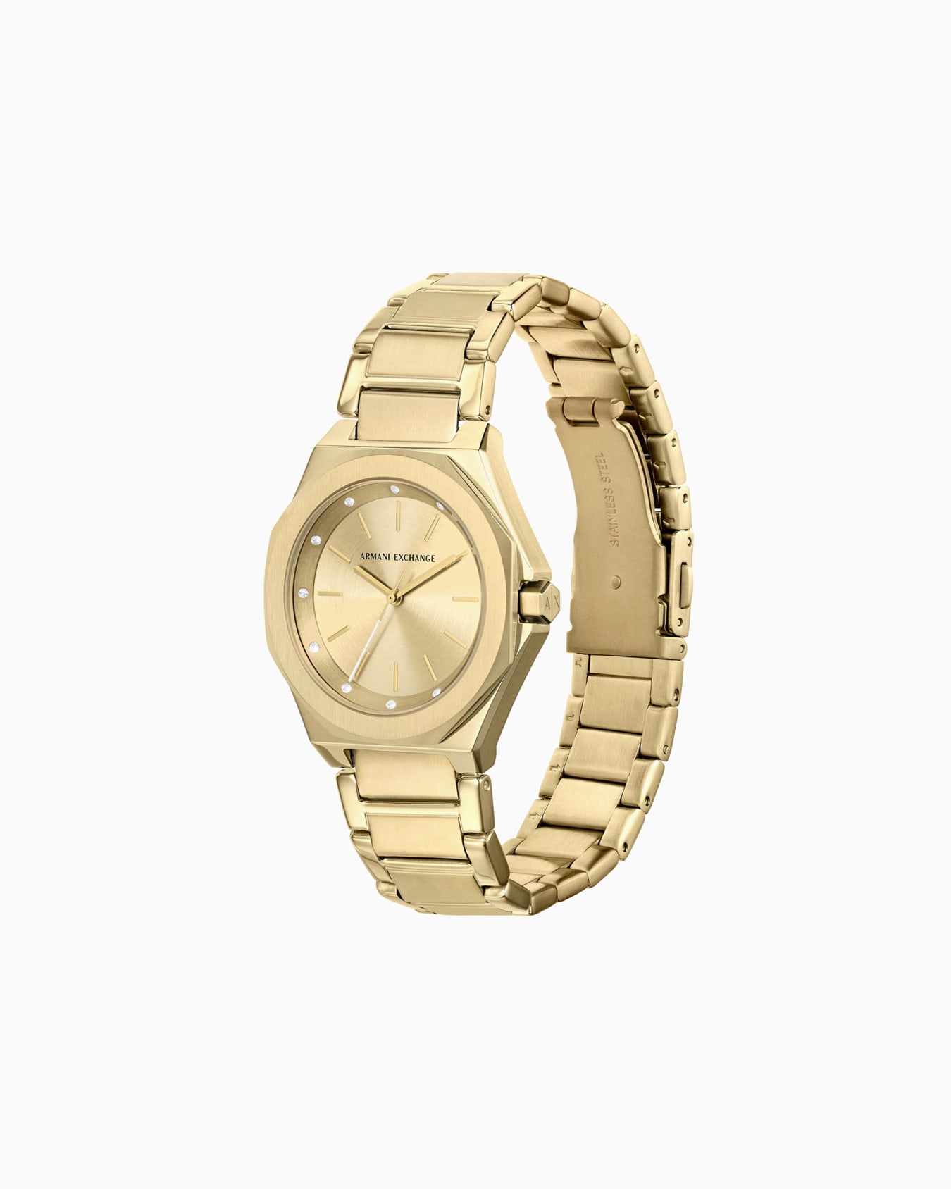 Reloj de tres agujas con correa de acero. Diapositiva 1